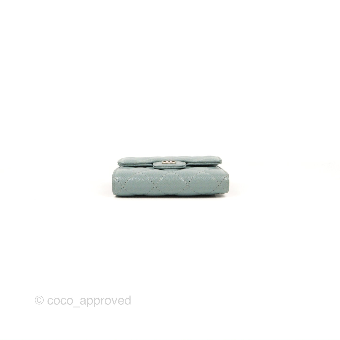Chanel Classic Short Flap Wallet Tiffany Green Caviar Silver Hardware