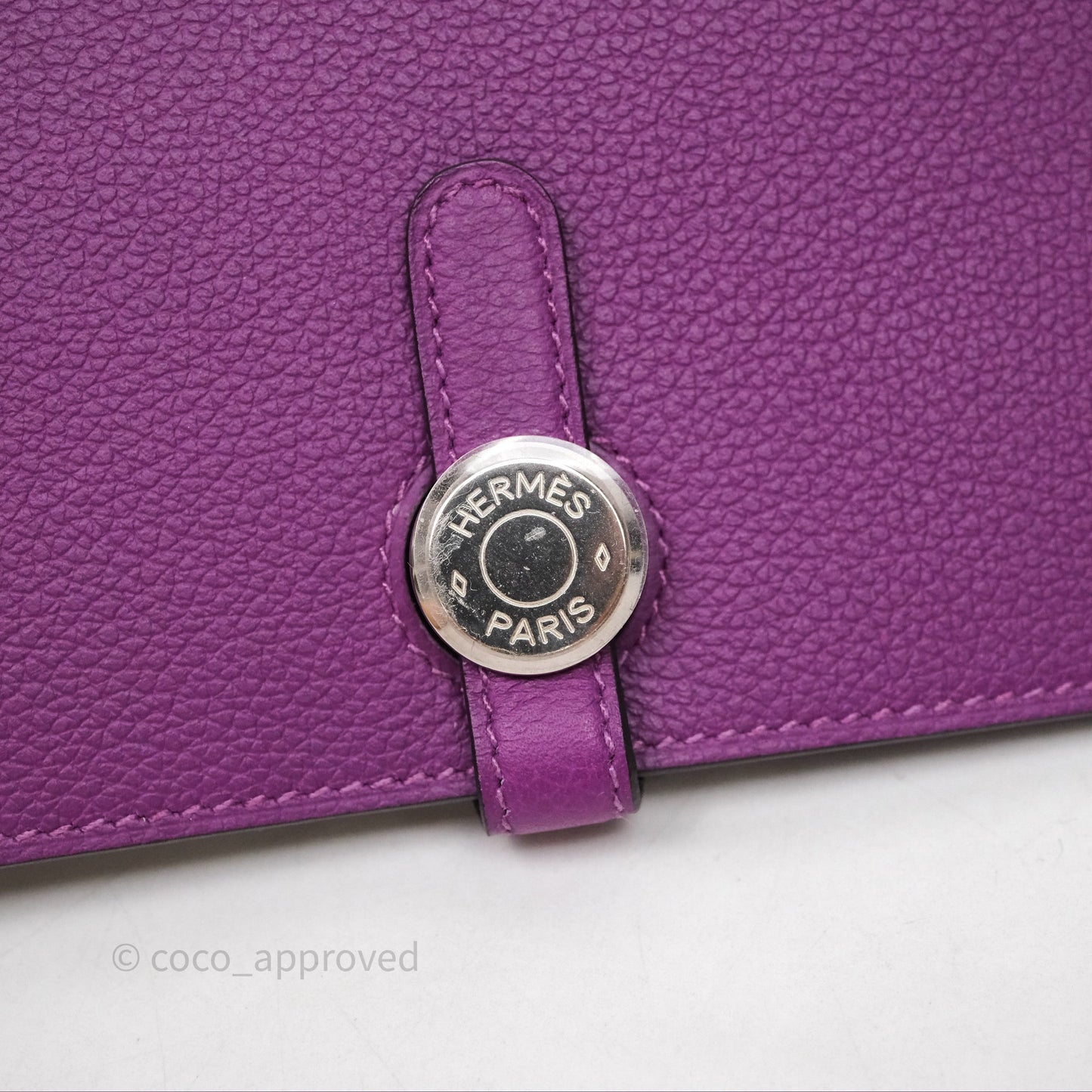 Hermes Dogon Duo Compact Wallet Anemone P9 Evercolor Palladium Hardware