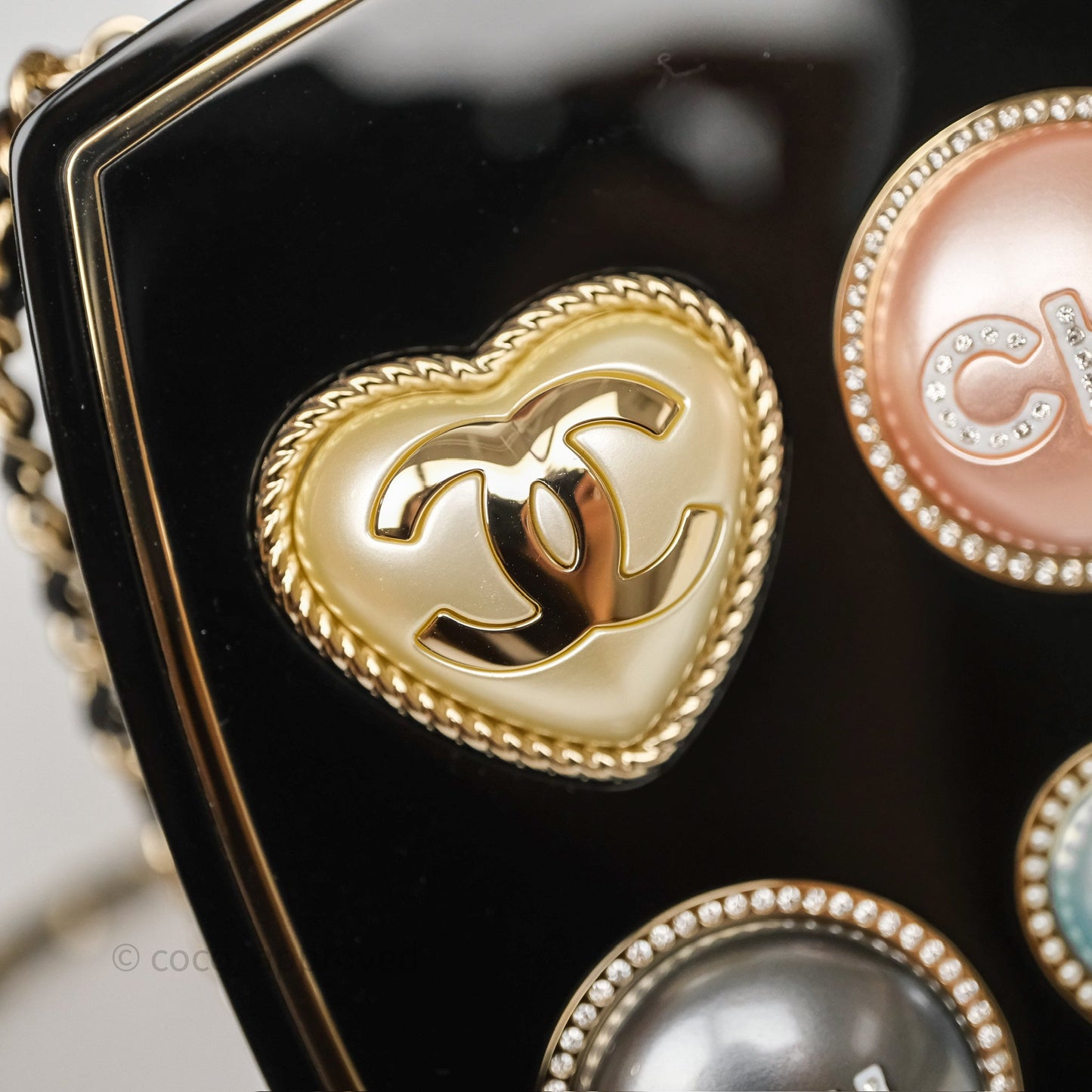 Chanel Makeup Palette Minaudiere Black Plexi Strass Gold Hardware
