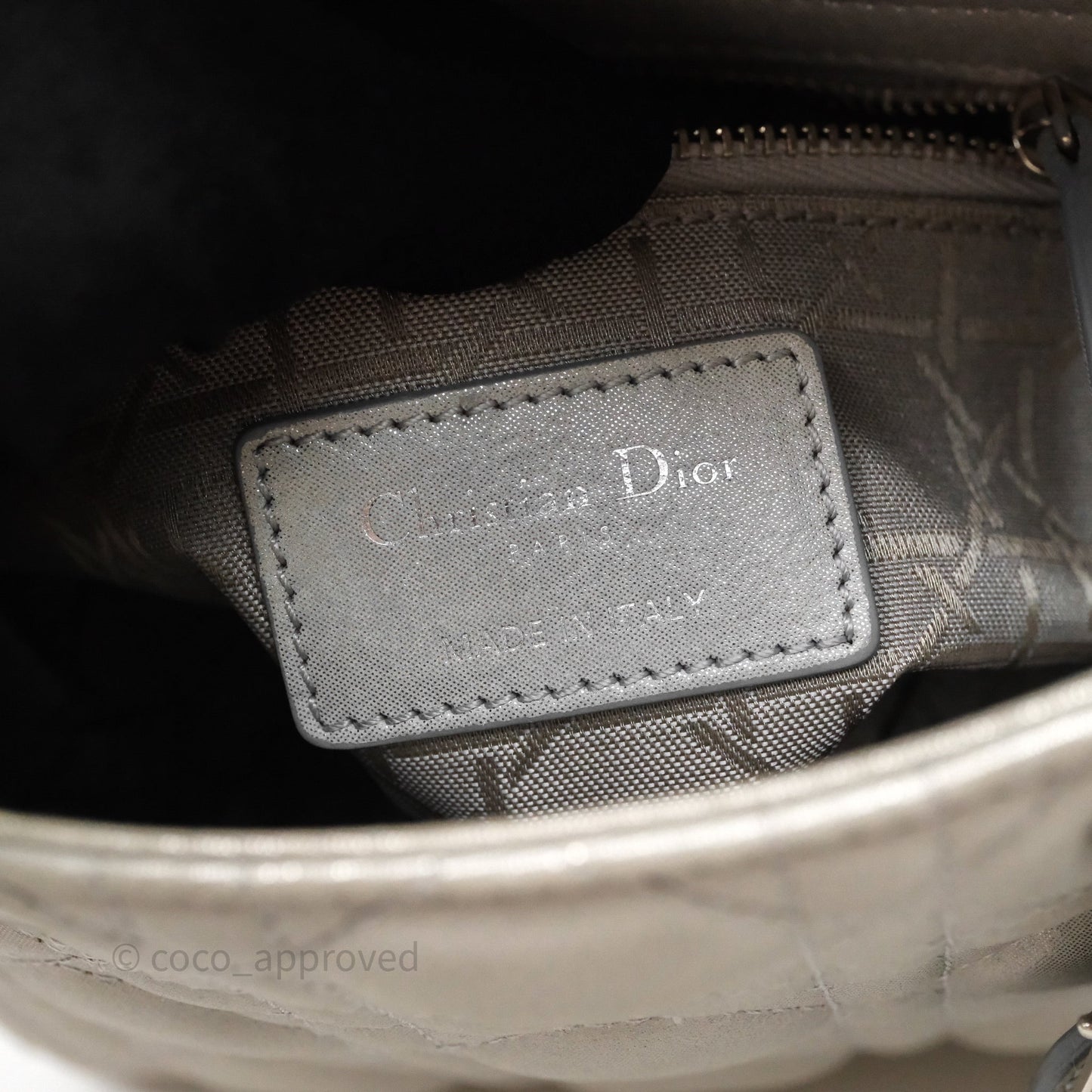 Christian Dior Mini Lady Dior Metallic Silver Nubuck Silver Hardware