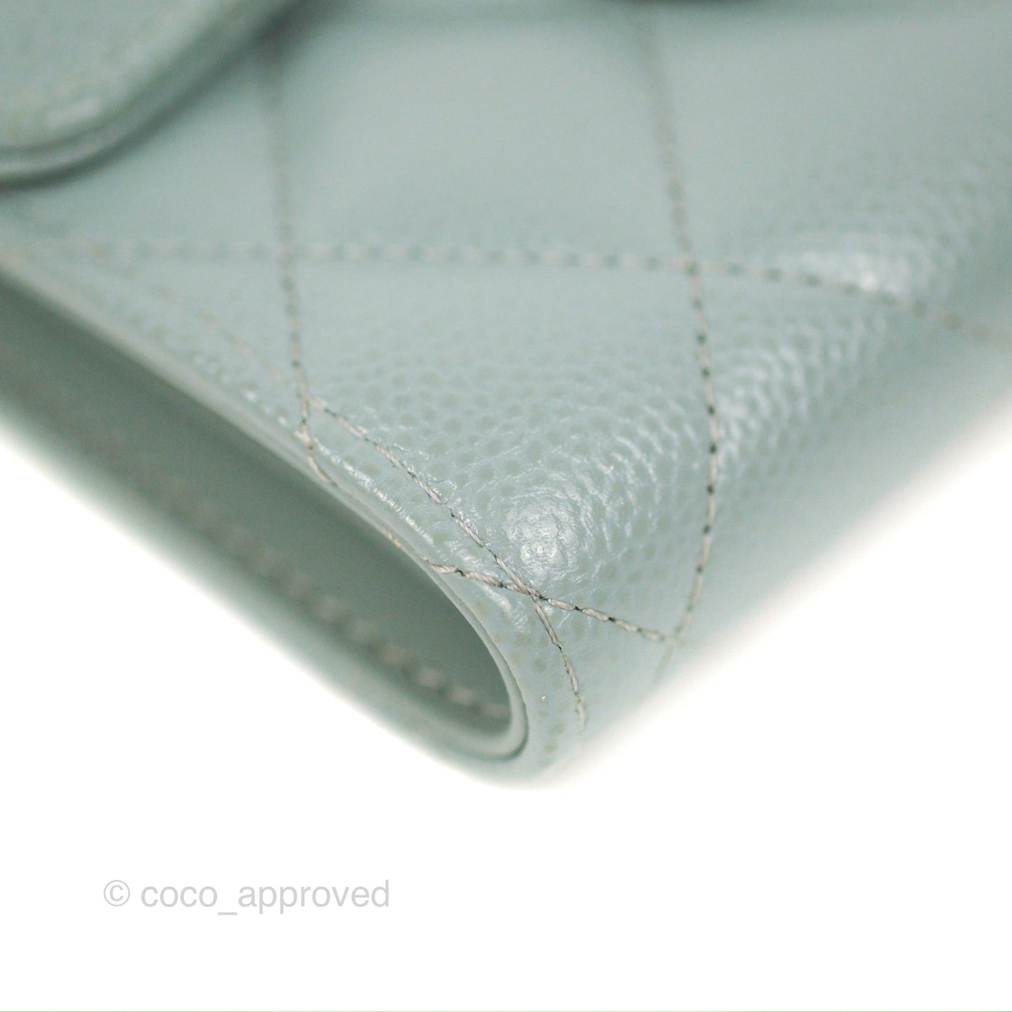 Chanel Classic Short Flap Wallet Tiffany Green Caviar Silver Hardware