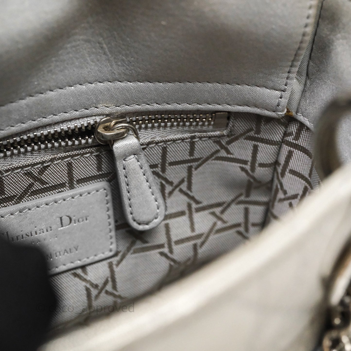 Christian Dior Mini Lady Dior Metallic Silver Nubuck Silver Hardware