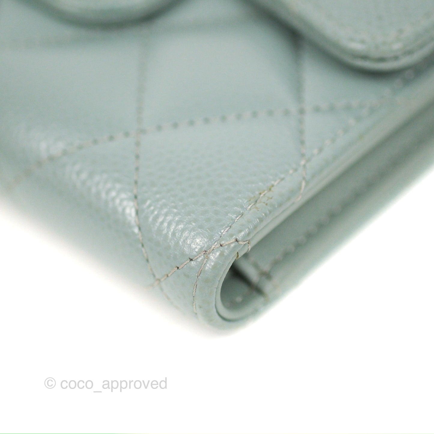 Chanel Classic Short Flap Wallet Tiffany Green Caviar Silver Hardware