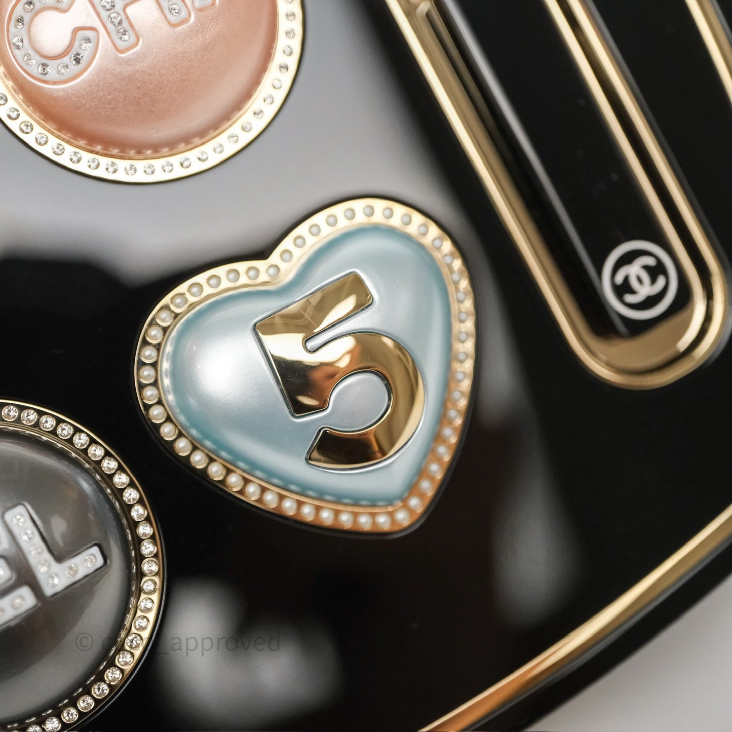 Chanel Makeup Palette Minaudiere Black Plexi Strass Gold Hardware