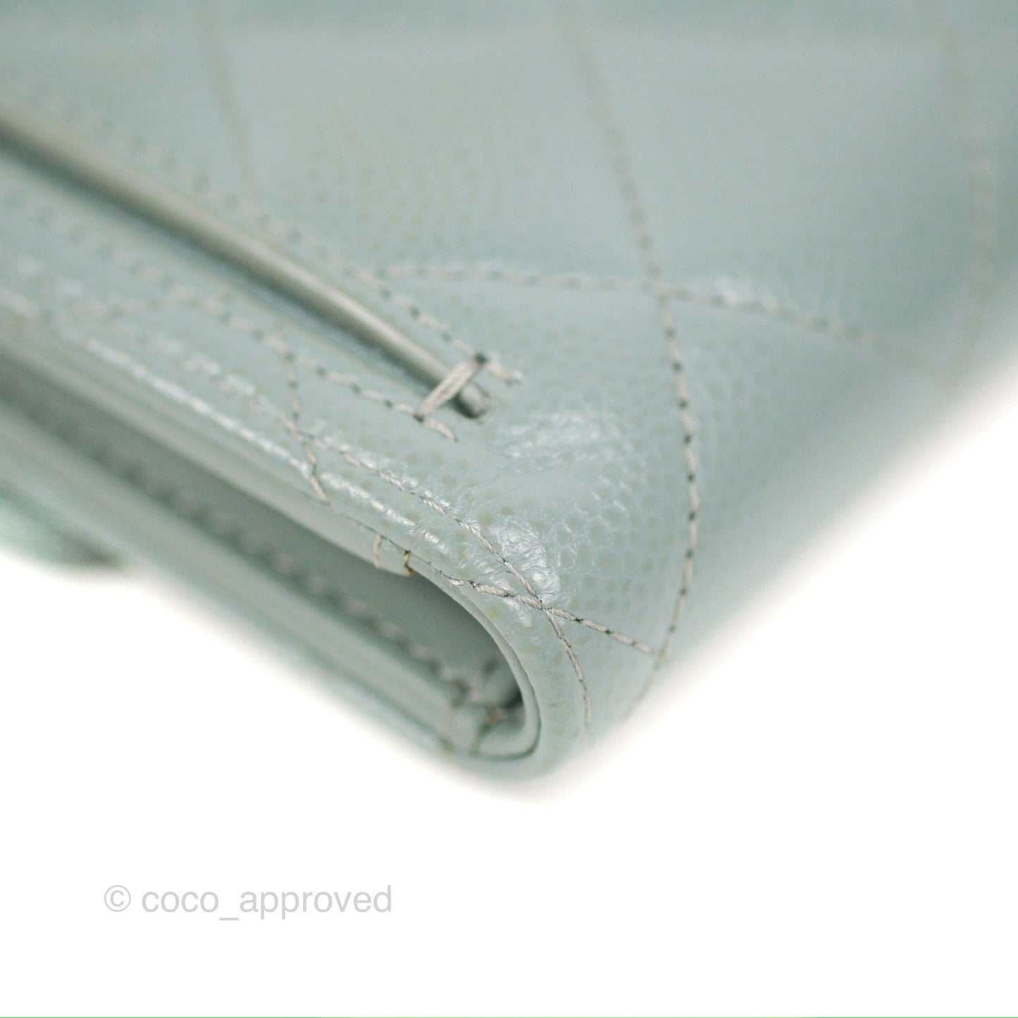Chanel Classic Short Flap Wallet Tiffany Green Caviar Silver Hardware