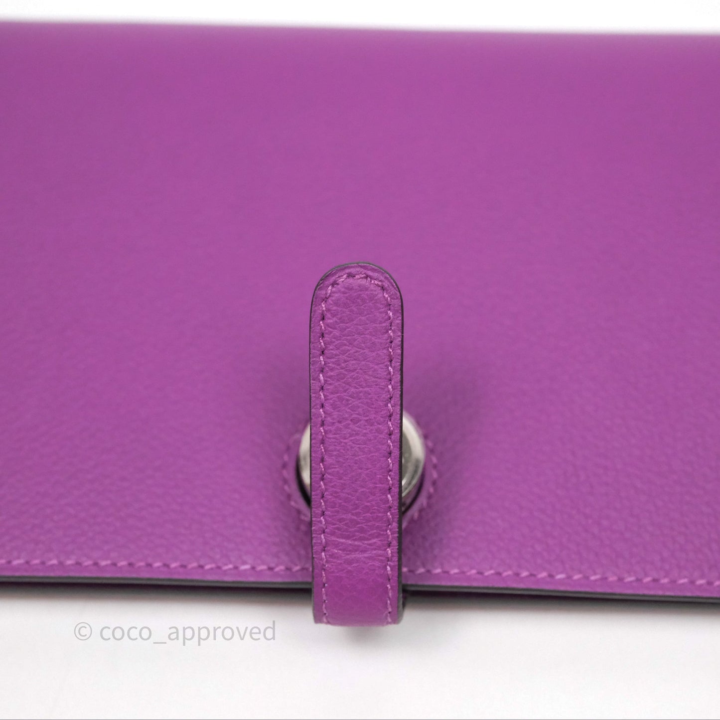 Hermes Dogon Duo Compact Wallet Anemone P9 Evercolor Palladium Hardware