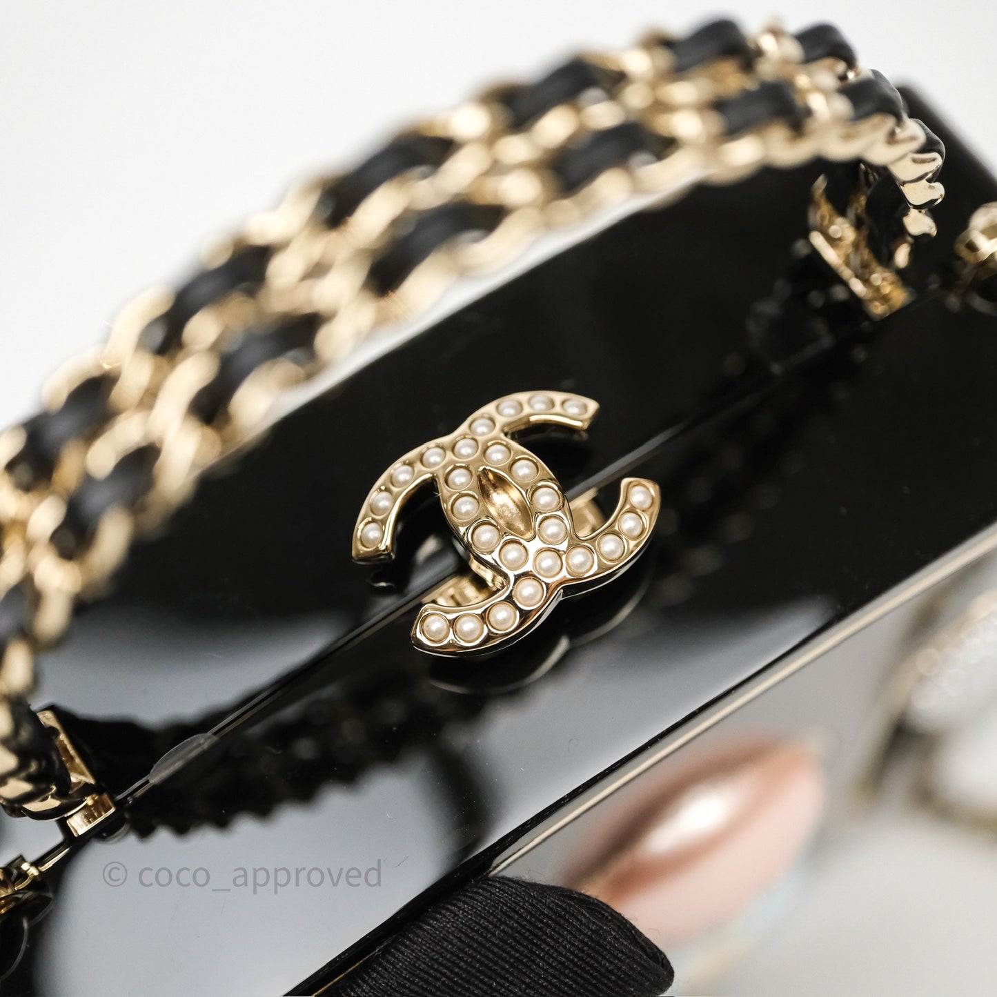 Chanel Makeup Palette Minaudiere Black Plexi Strass Gold Hardware