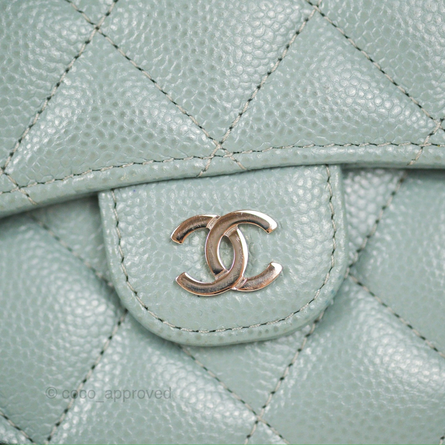 Chanel Classic Short Flap Wallet Tiffany Green Caviar Silver Hardware