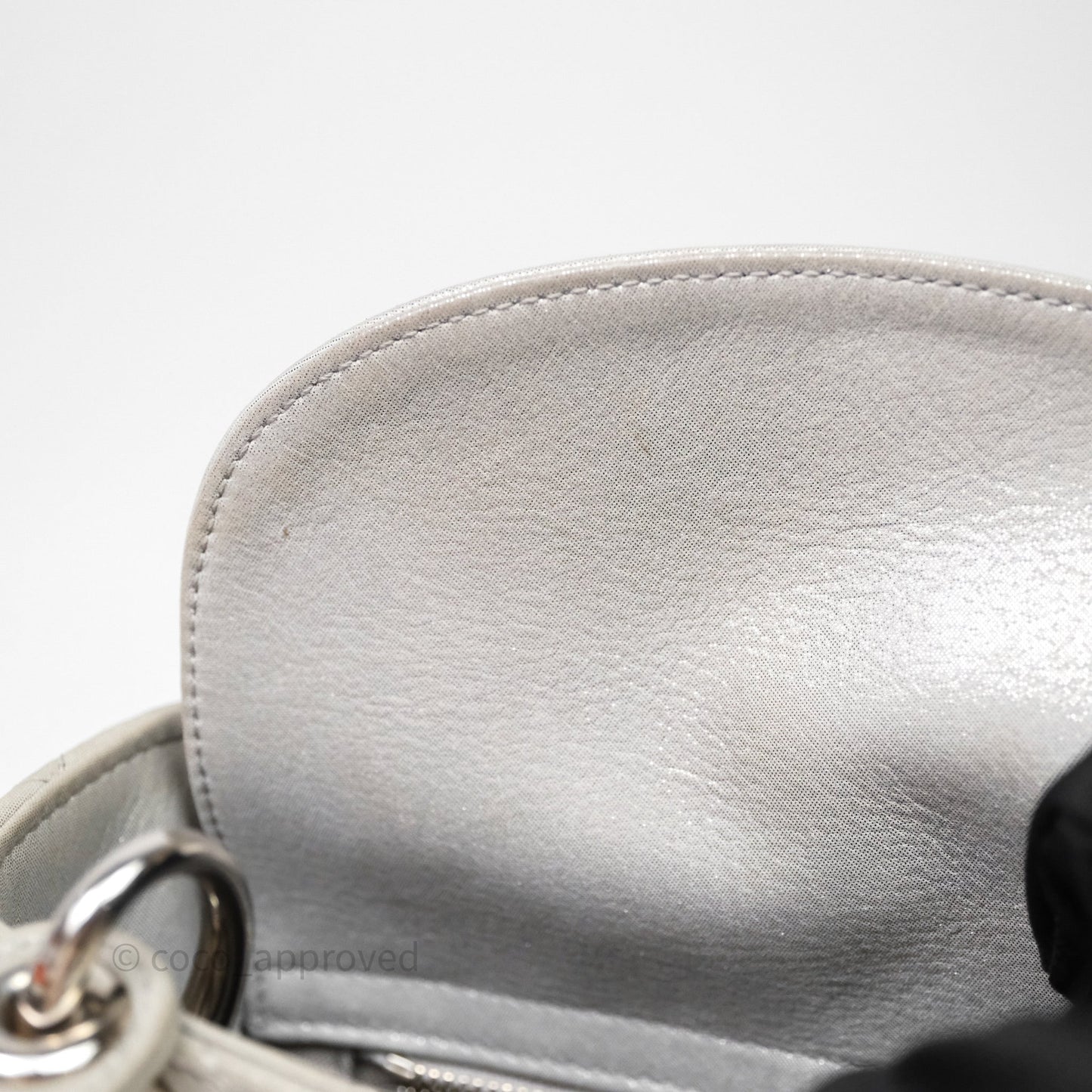 Christian Dior Mini Lady Dior Metallic Silver Nubuck Silver Hardware