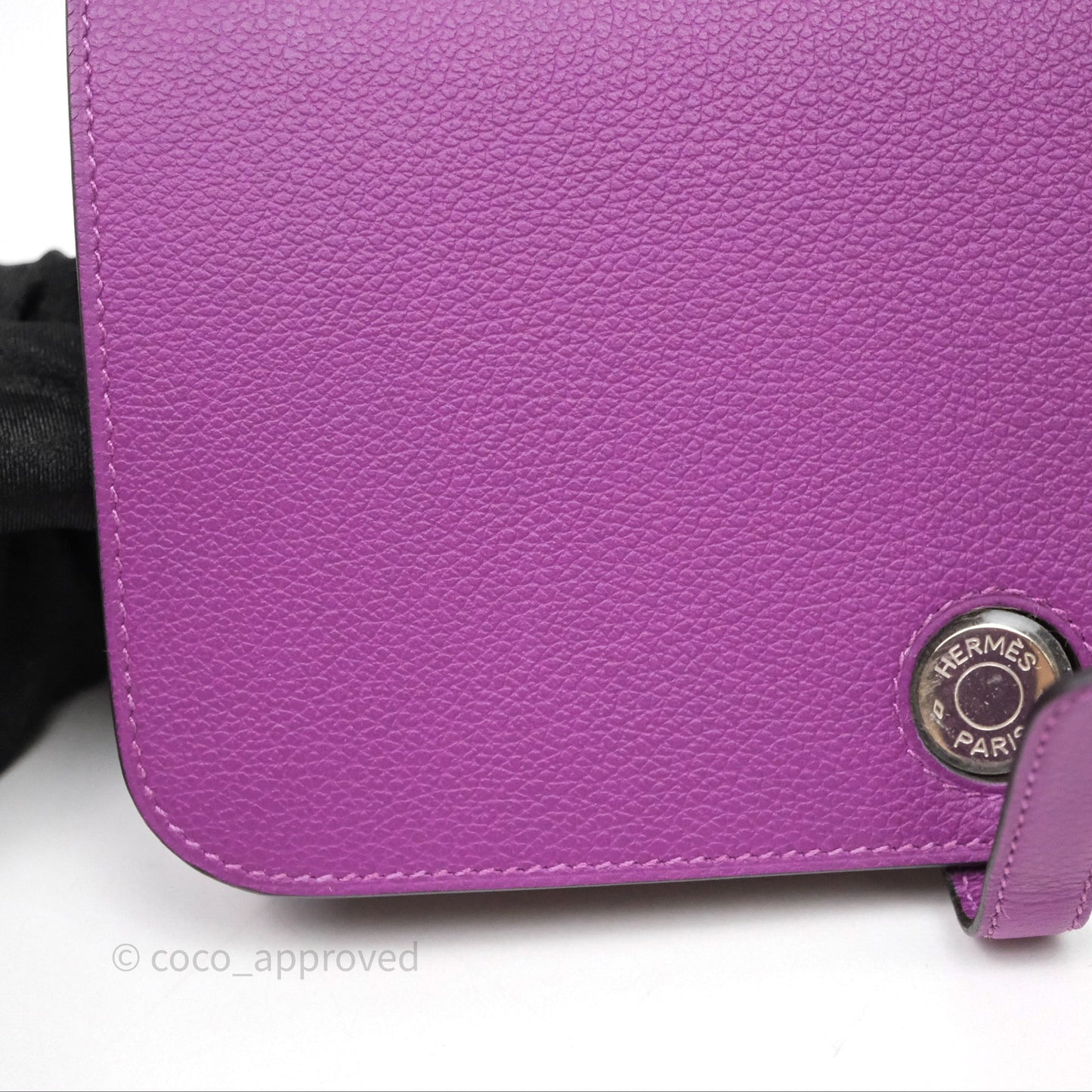 Hermes Dogon Duo Compact Wallet Anemone P9 Evercolor Palladium Hardware