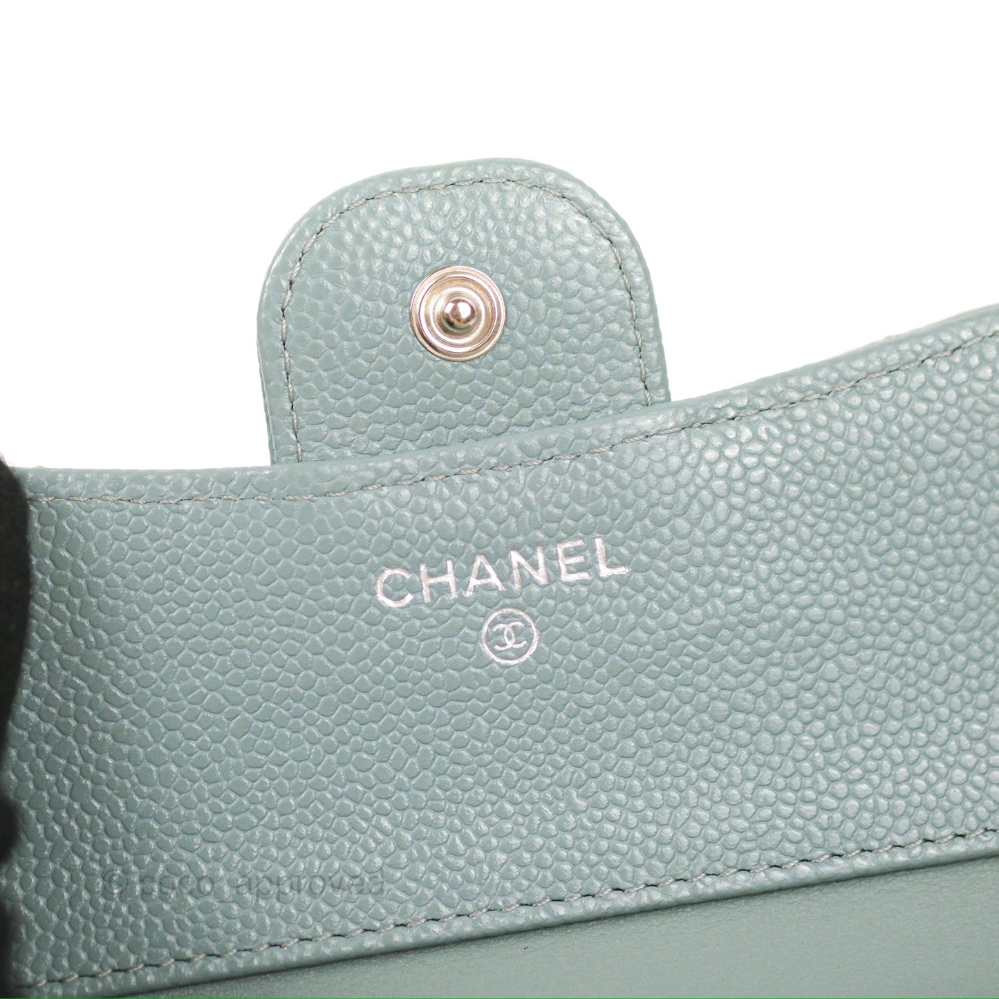 Chanel Classic Short Flap Wallet Tiffany Green Caviar Silver Hardware