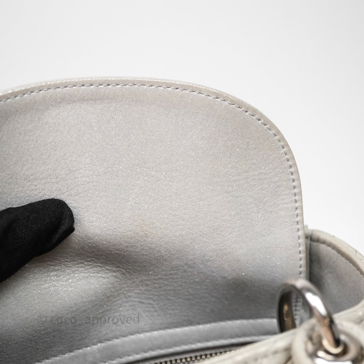 Christian Dior Mini Lady Dior Metallic Silver Nubuck Silver Hardware