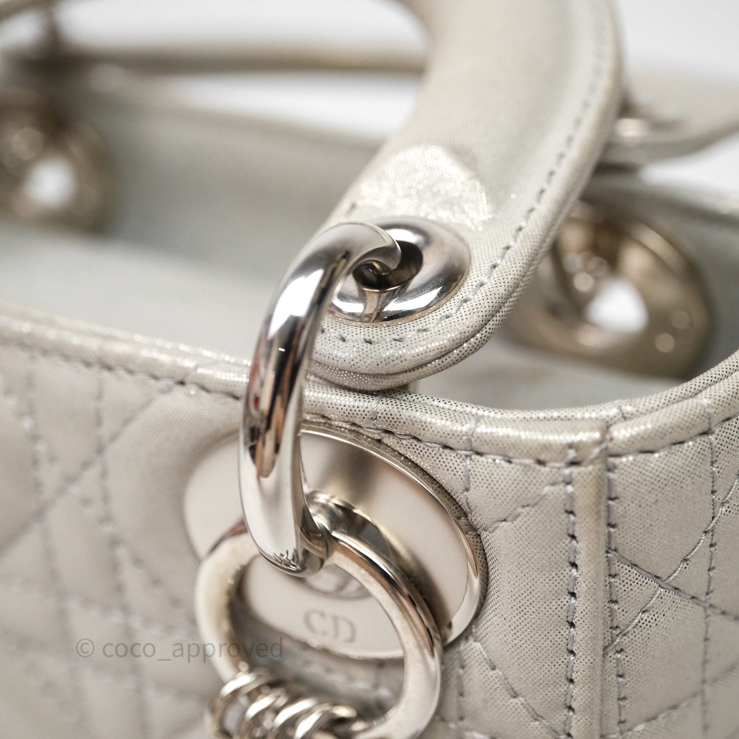 Christian Dior Mini Lady Dior Metallic Silver Nubuck Silver Hardware