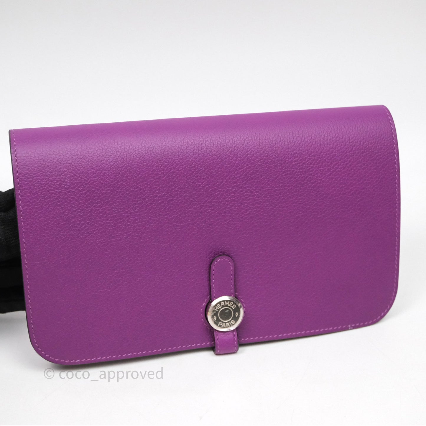Hermes Dogon Duo Compact Wallet Anemone P9 Evercolor Palladium Hardware