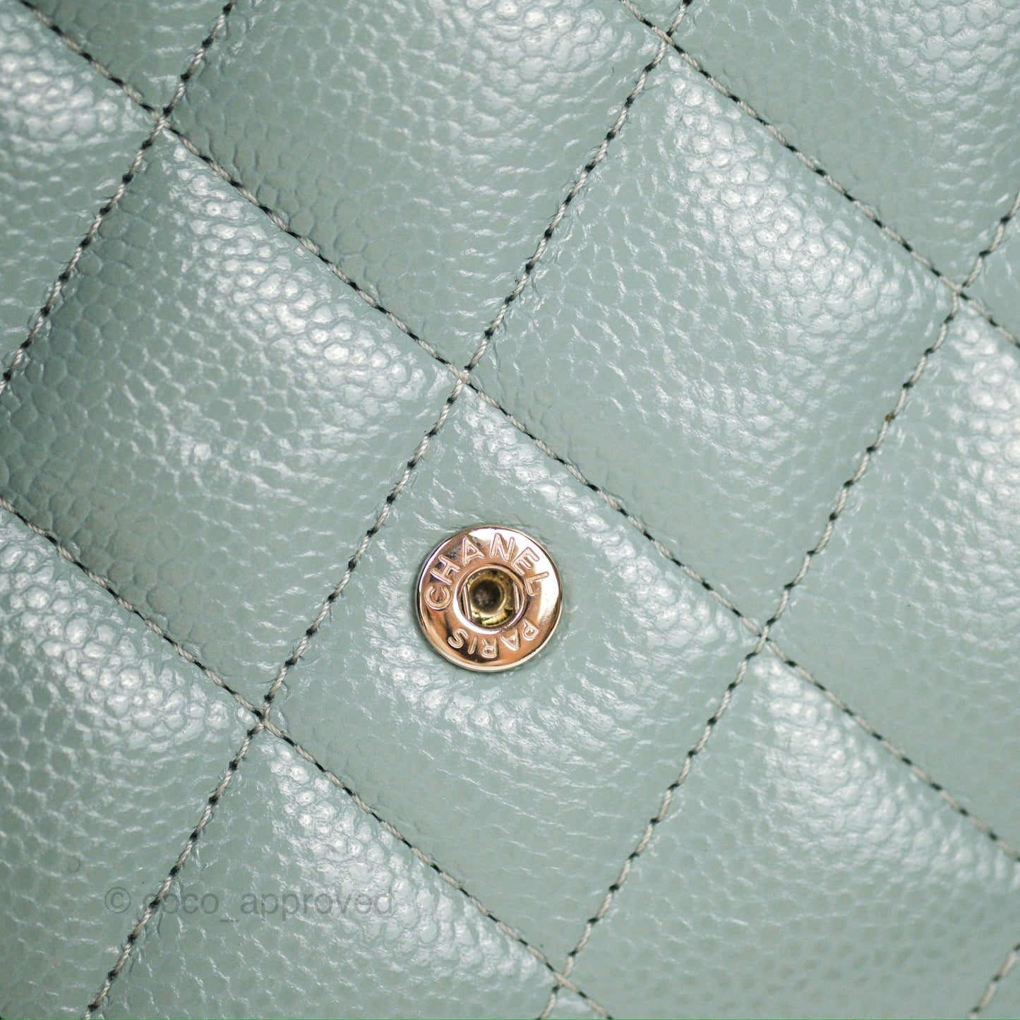 Chanel Classic Short Flap Wallet Tiffany Green Caviar Silver Hardware