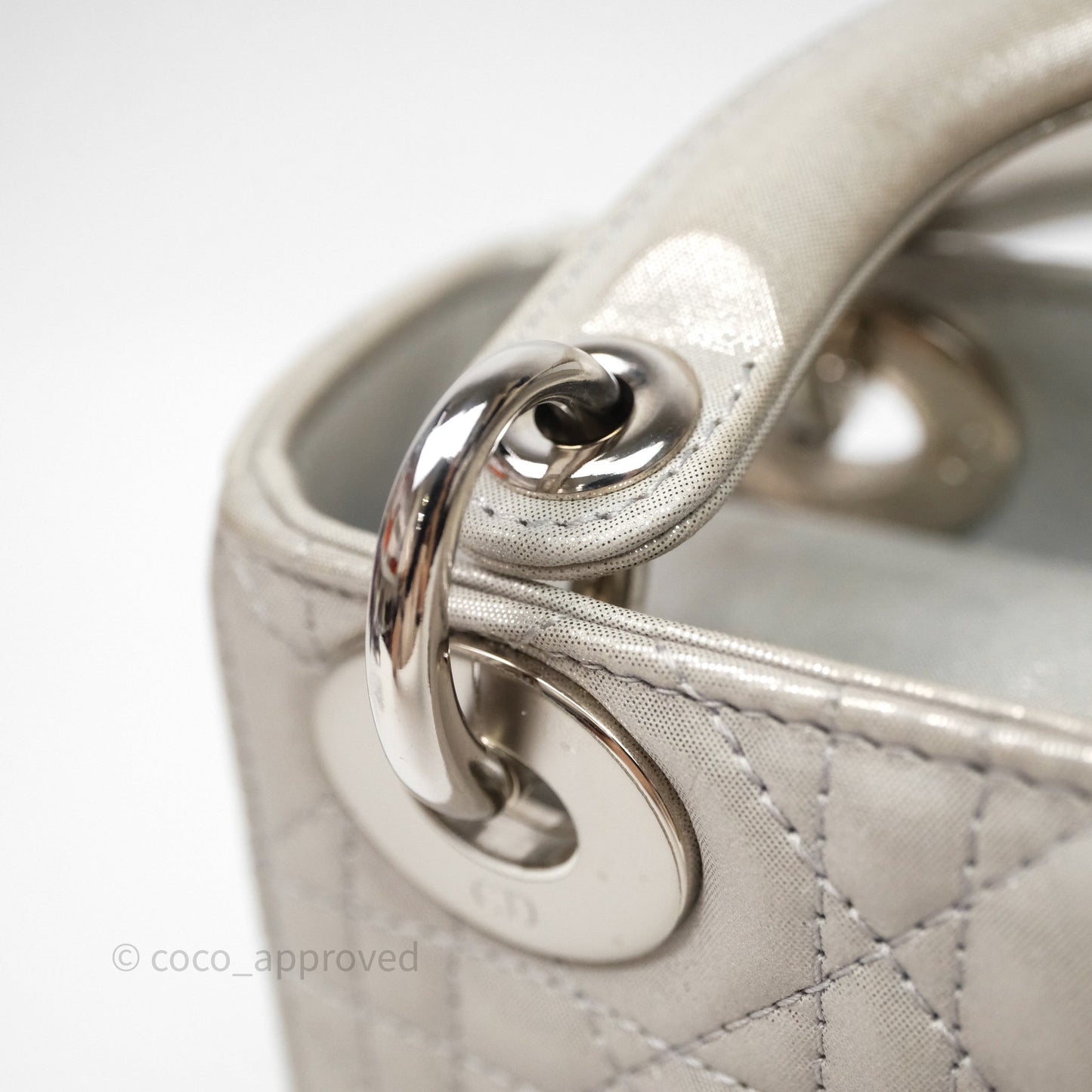 Christian Dior Mini Lady Dior Metallic Silver Nubuck Silver Hardware