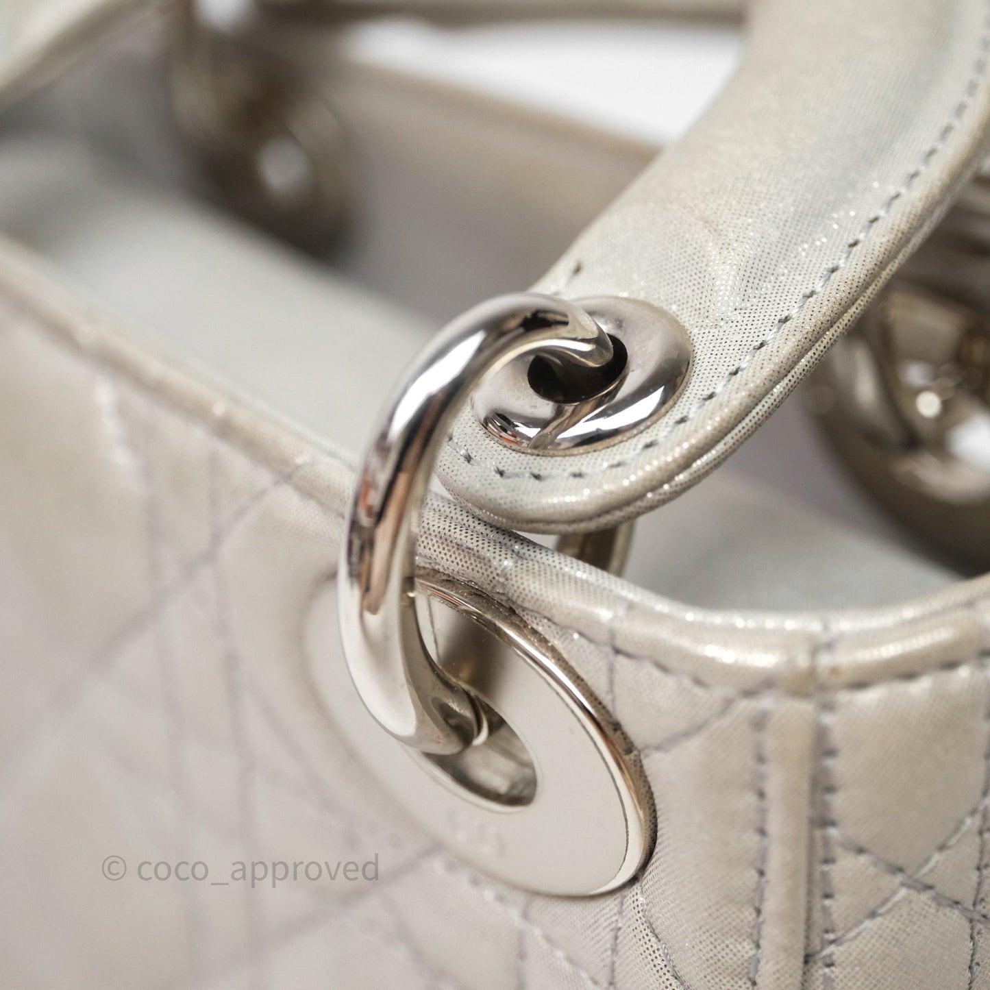 Christian Dior Mini Lady Dior Metallic Silver Nubuck Silver Hardware