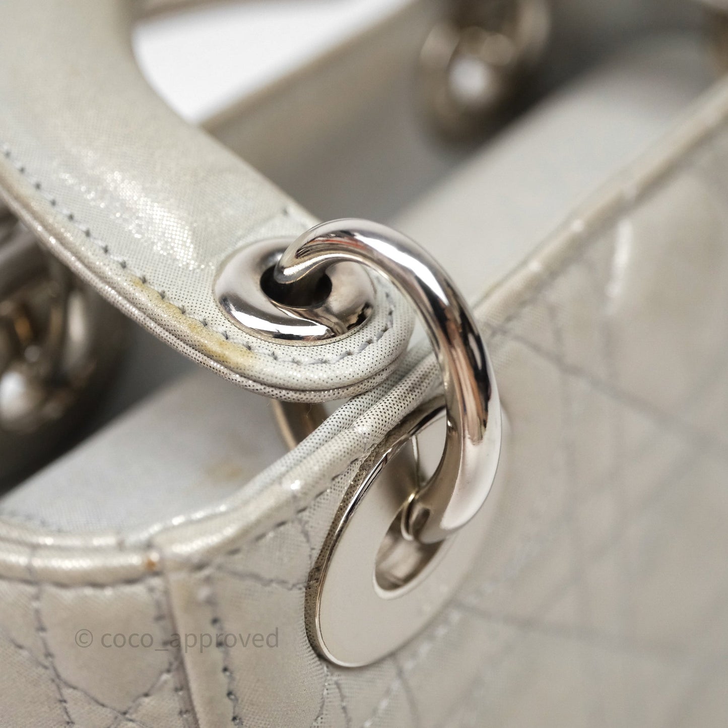 Christian Dior Mini Lady Dior Metallic Silver Nubuck Silver Hardware