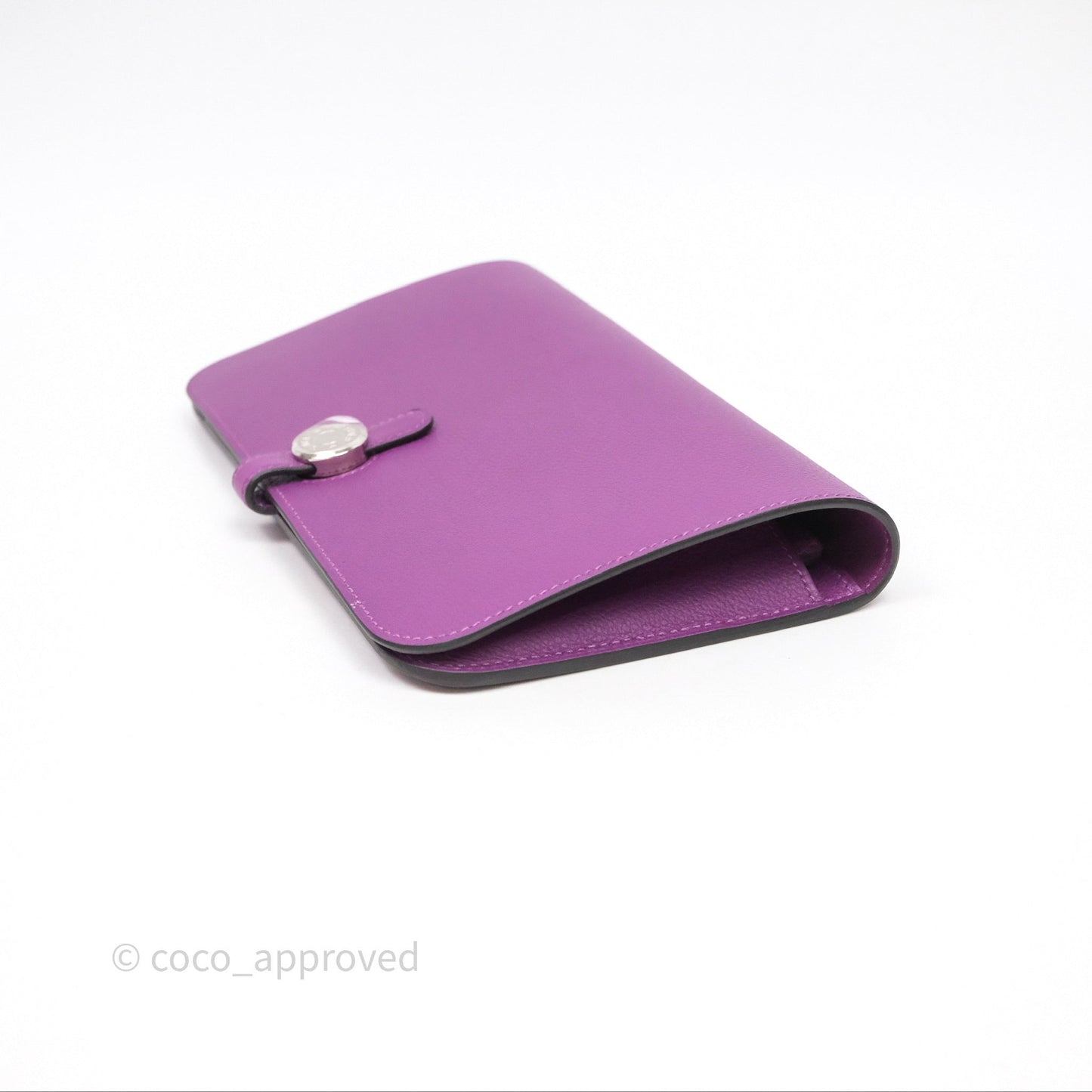 Hermes Dogon Duo Compact Wallet Anemone P9 Evercolor Palladium Hardware