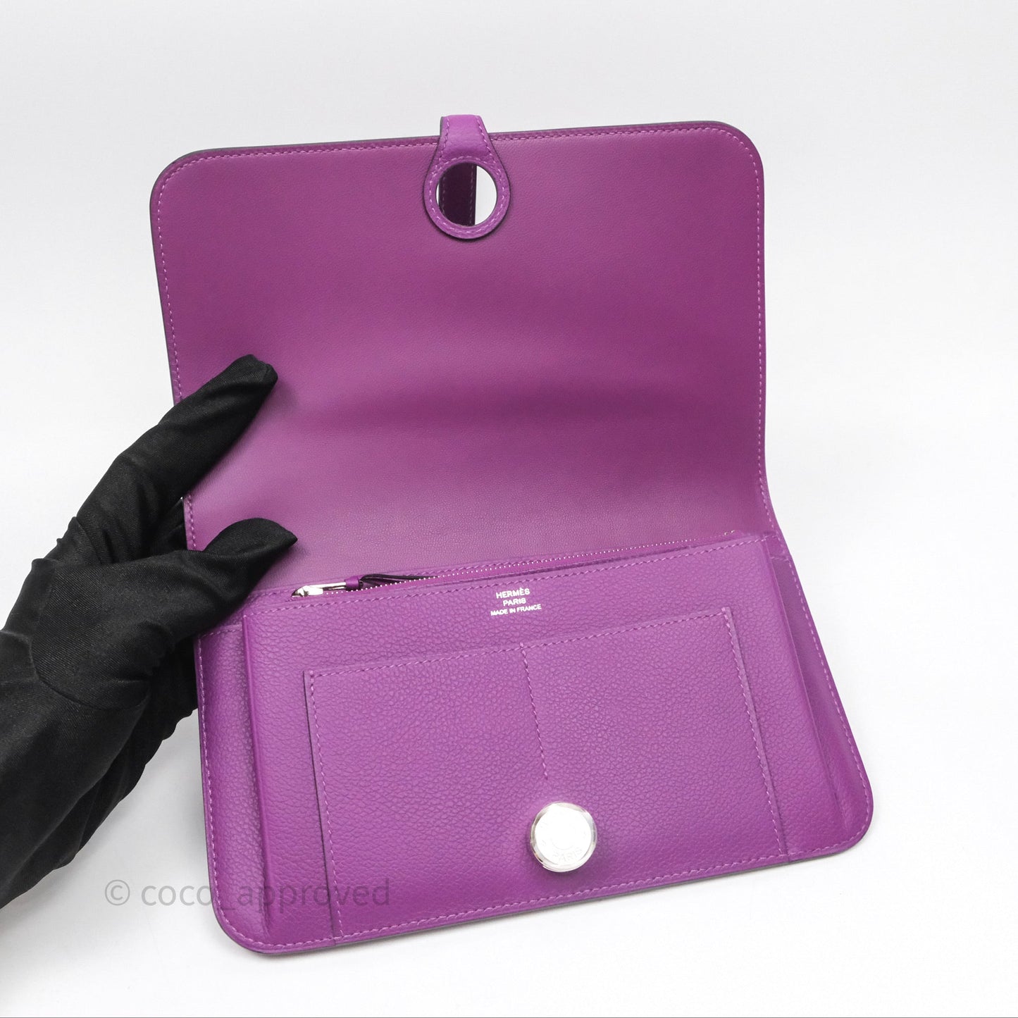 Hermes Dogon Duo Compact Wallet Anemone P9 Evercolor Palladium Hardware