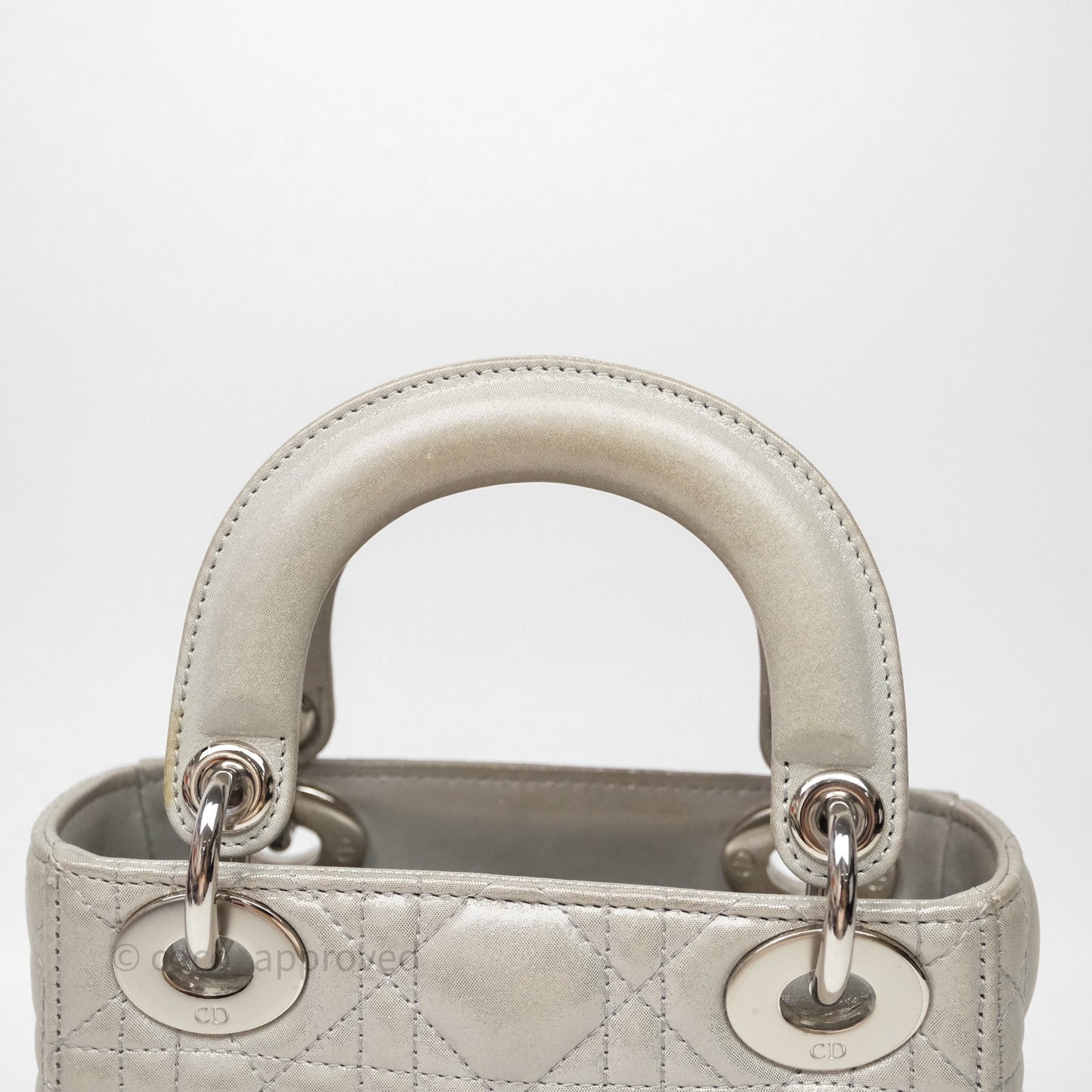 Christian Dior Mini Lady Dior Metallic Silver Nubuck Silver Hardware