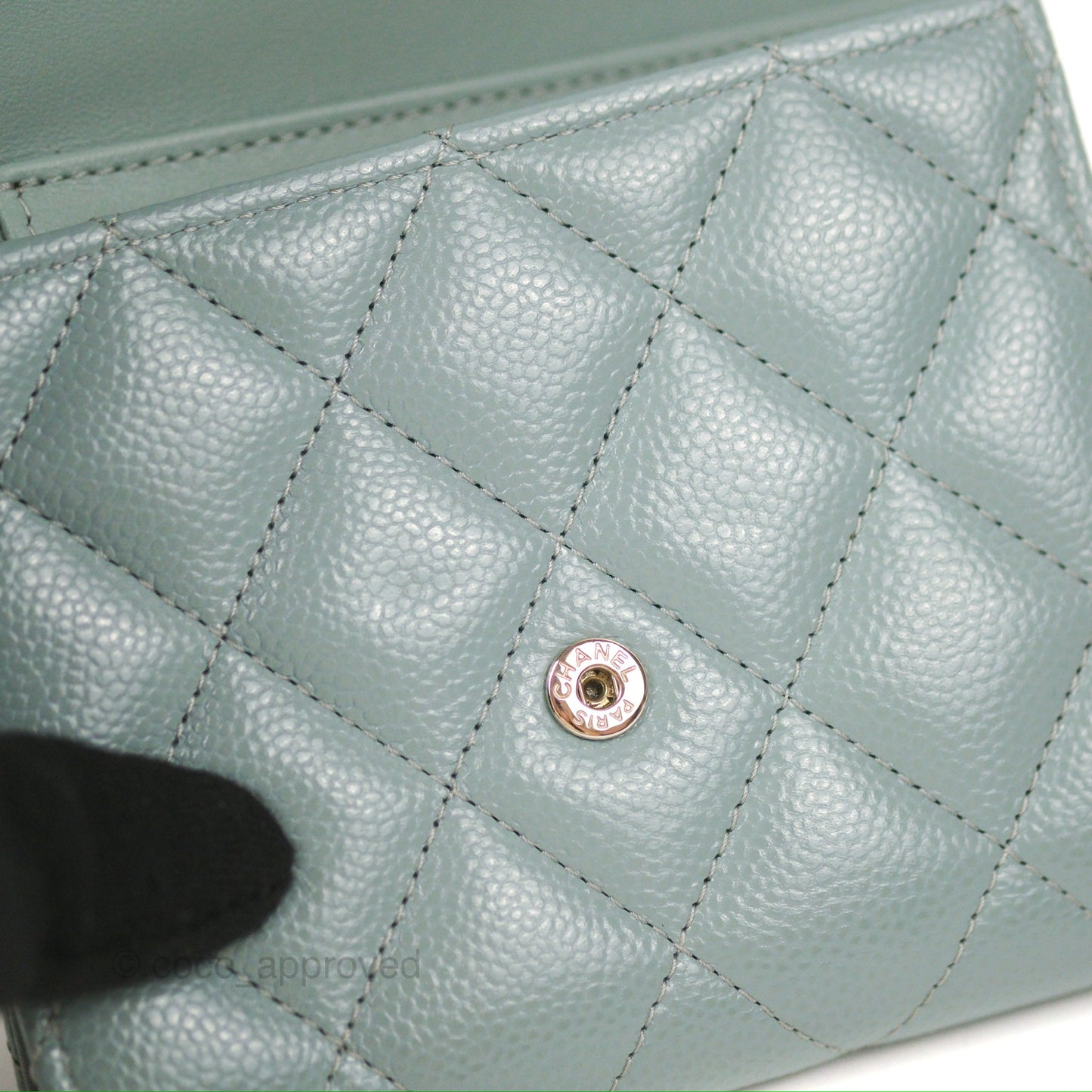 Chanel Classic Short Flap Wallet Tiffany Green Caviar Silver Hardware