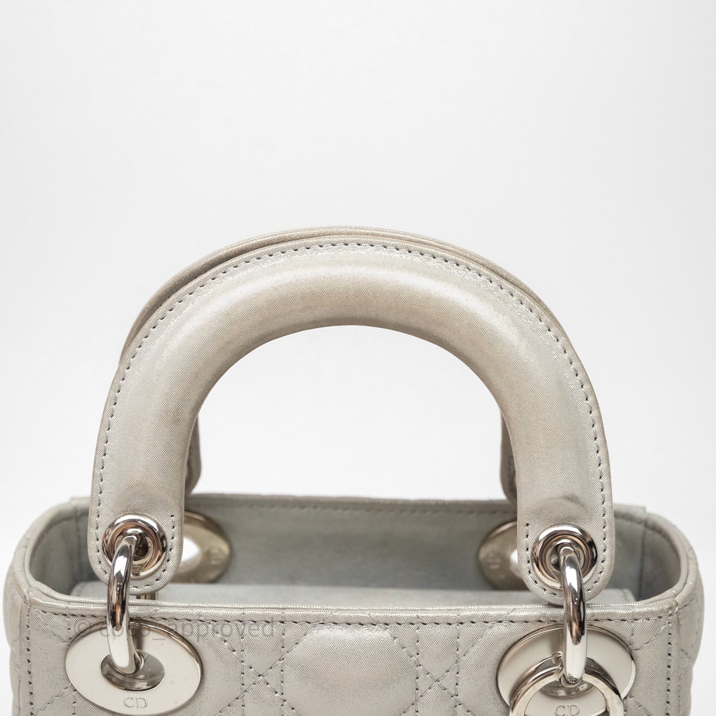 Christian Dior Mini Lady Dior Metallic Silver Nubuck Silver Hardware