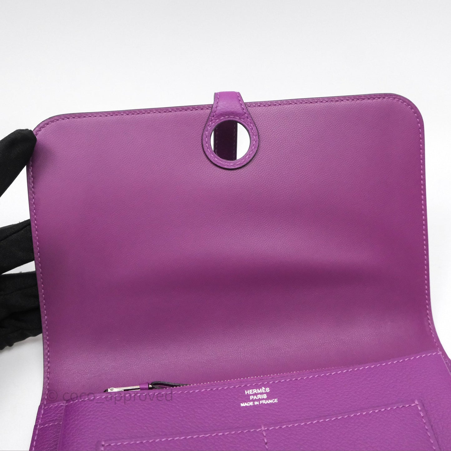 Hermes Dogon Duo Compact Wallet Anemone P9 Evercolor Palladium Hardware