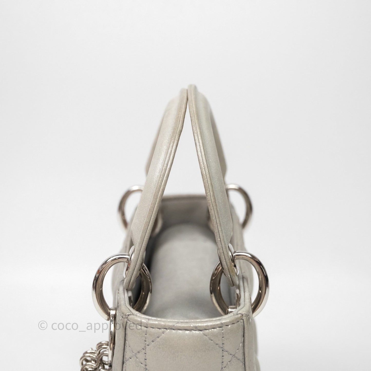 Christian Dior Mini Lady Dior Metallic Silver Nubuck Silver Hardware
