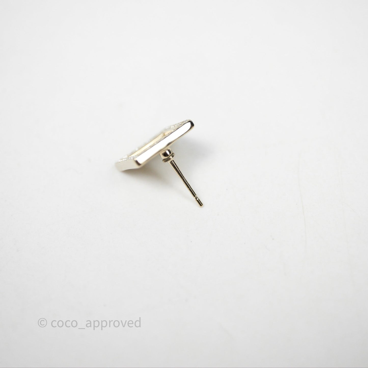 Chanel Square Crystal CC Earrings Gold Tone 25P