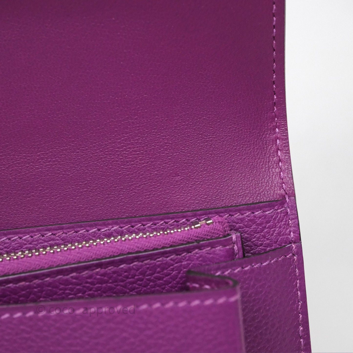 Hermes Dogon Duo Compact Wallet Anemone P9 Evercolor Palladium Hardware