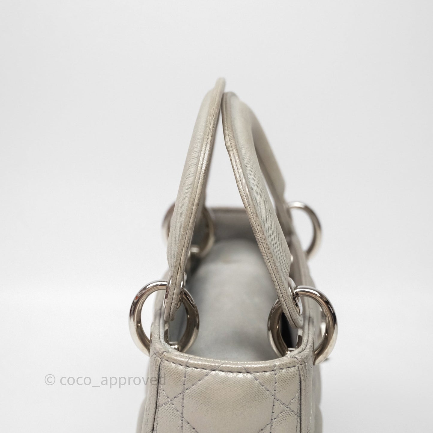 Christian Dior Mini Lady Dior Metallic Silver Nubuck Silver Hardware