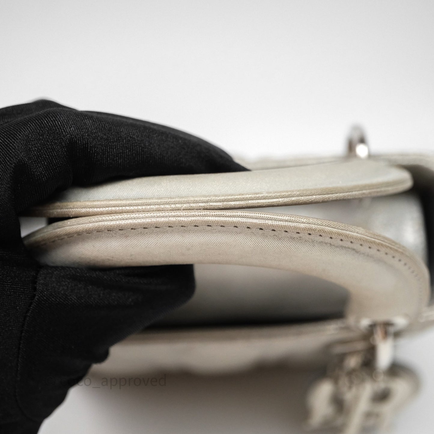 Christian Dior Mini Lady Dior Metallic Silver Nubuck Silver Hardware