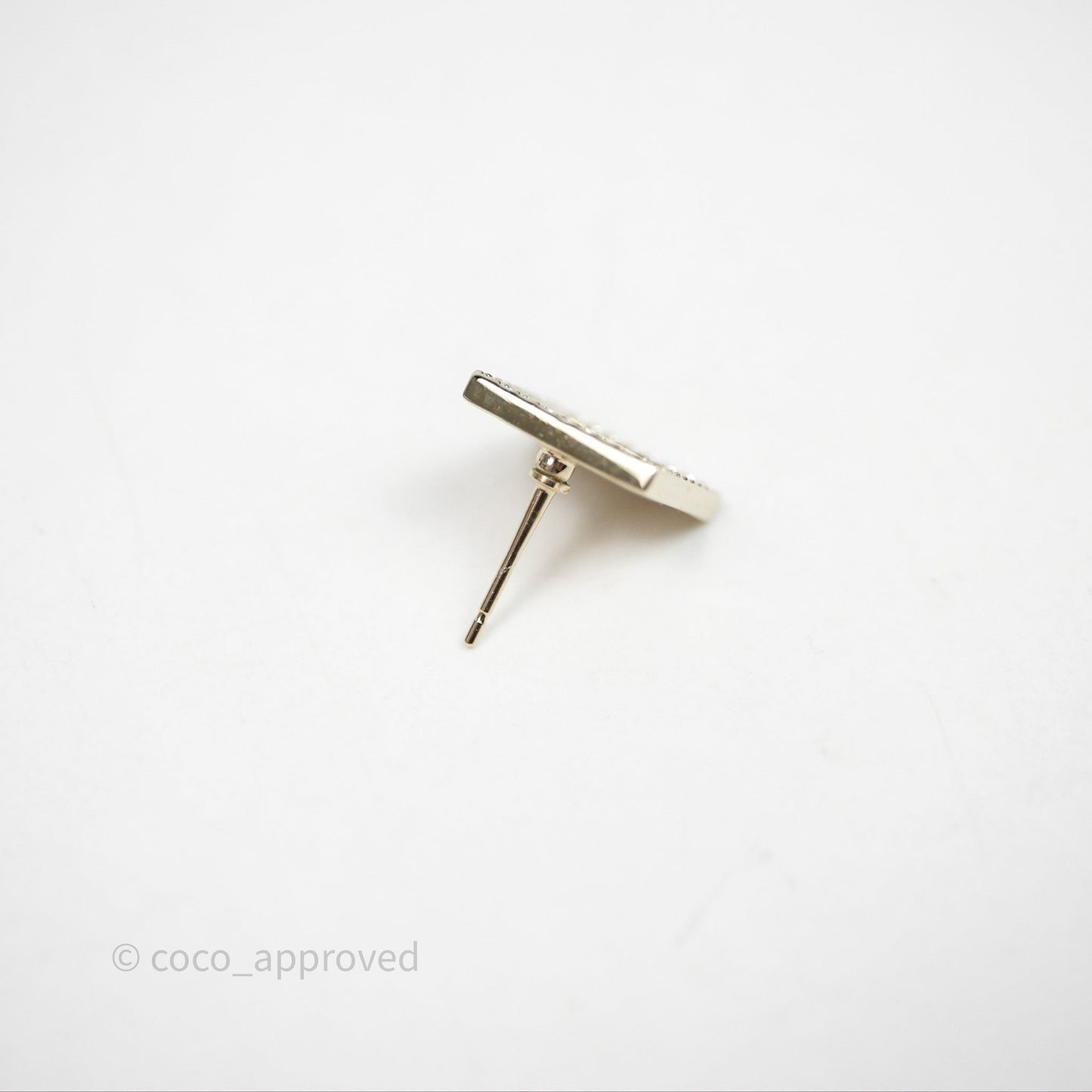 Chanel Square Crystal CC Earrings Gold Tone 25P