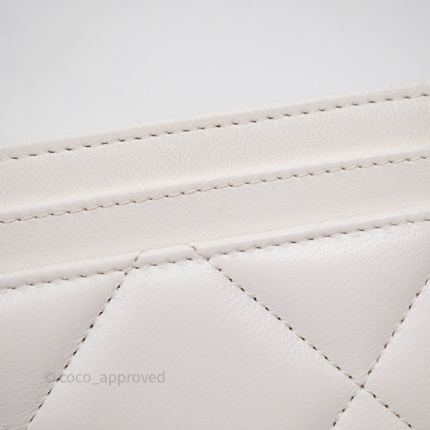 Chanel 19 Quilted Flat Card Holder White Lambskin