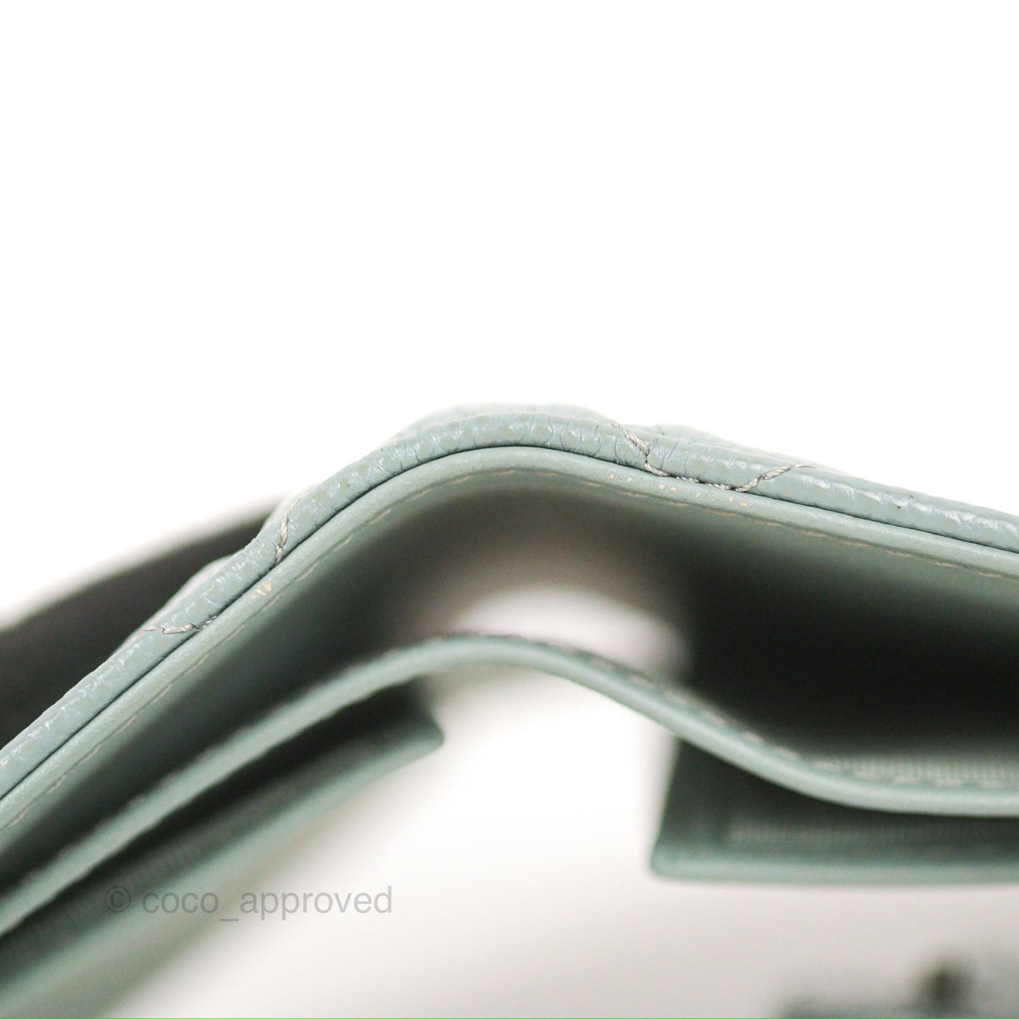 Chanel Classic Short Flap Wallet Tiffany Green Caviar Silver Hardware