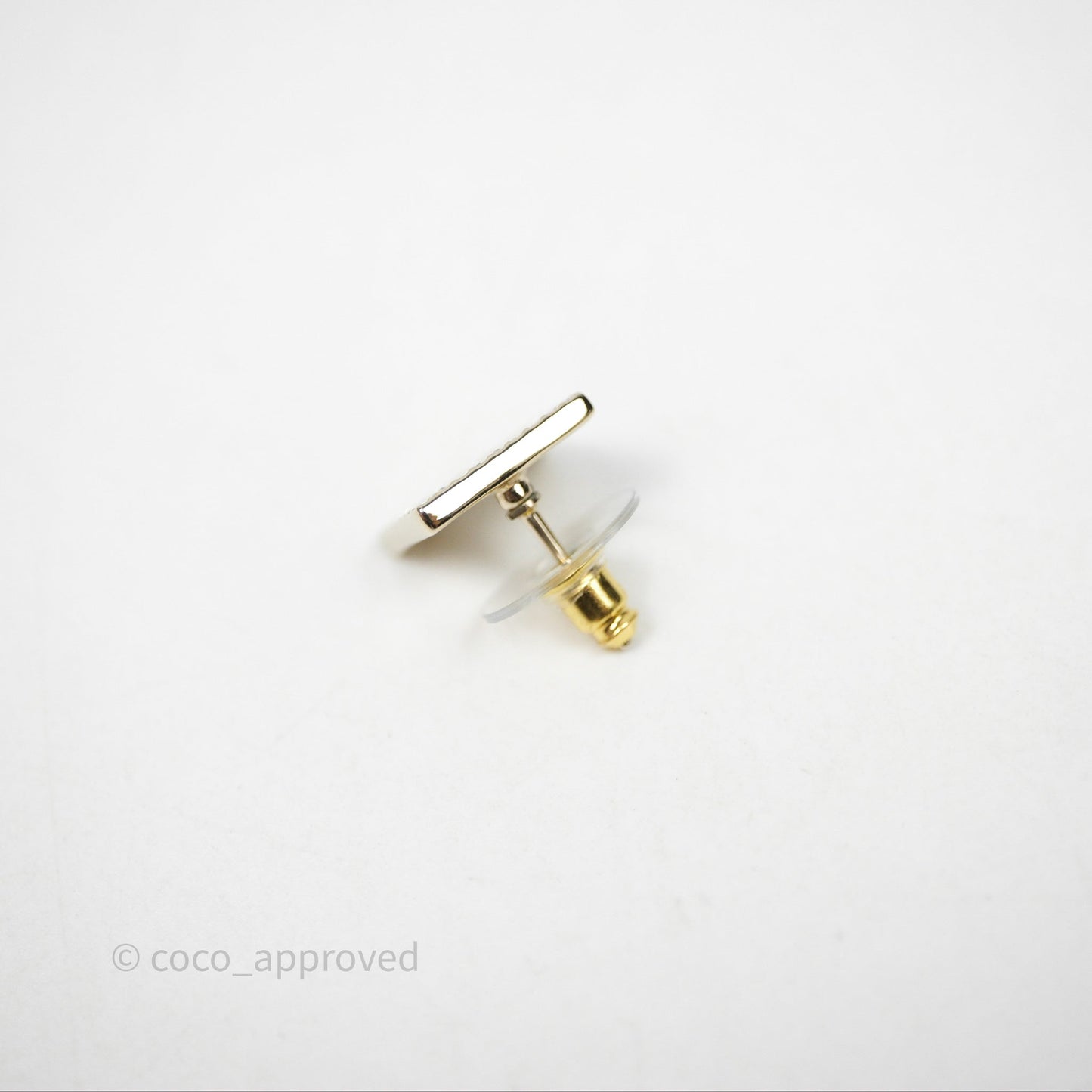 Chanel Square Crystal CC Earrings Gold Tone 25P