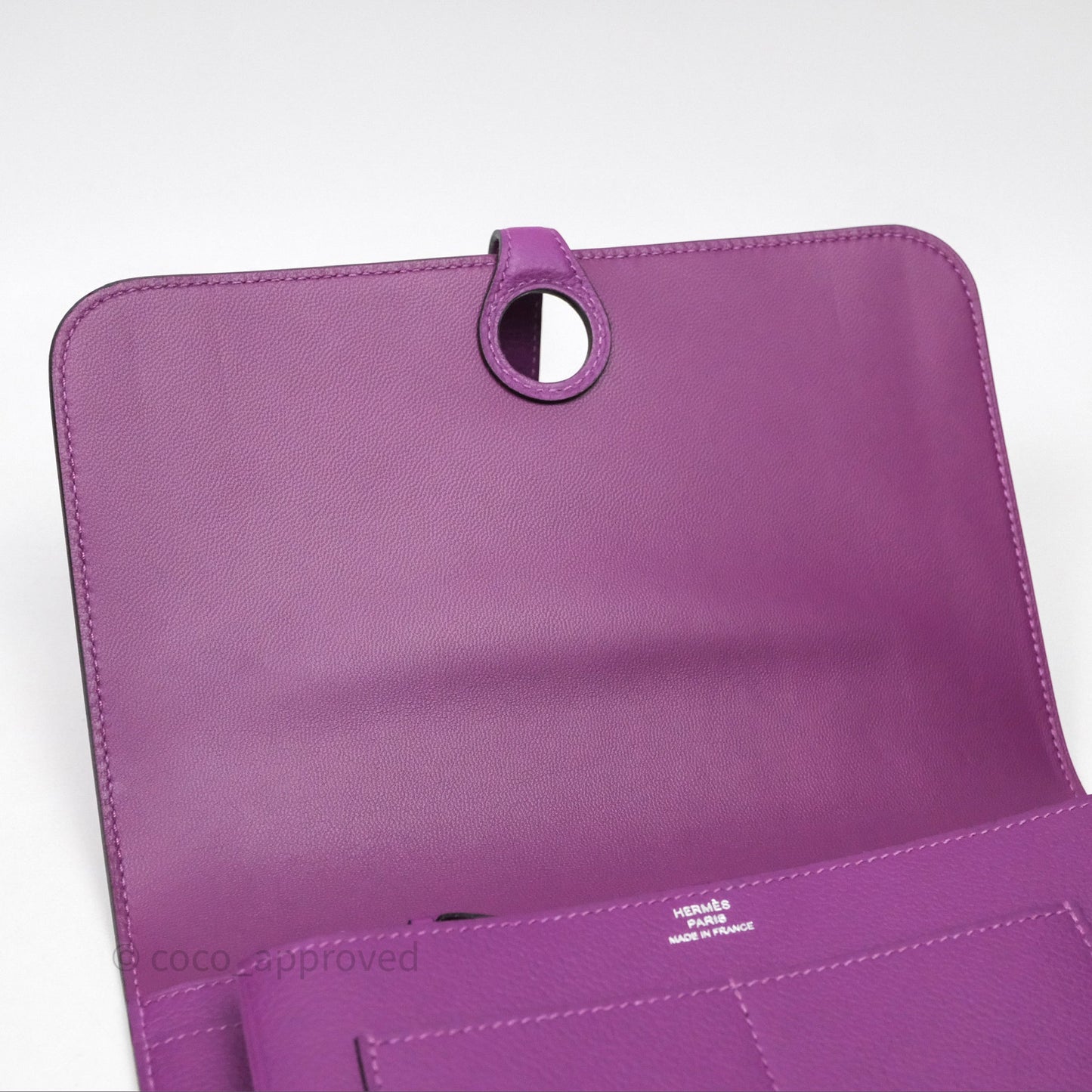 Hermes Dogon Duo Compact Wallet Anemone P9 Evercolor Palladium Hardware