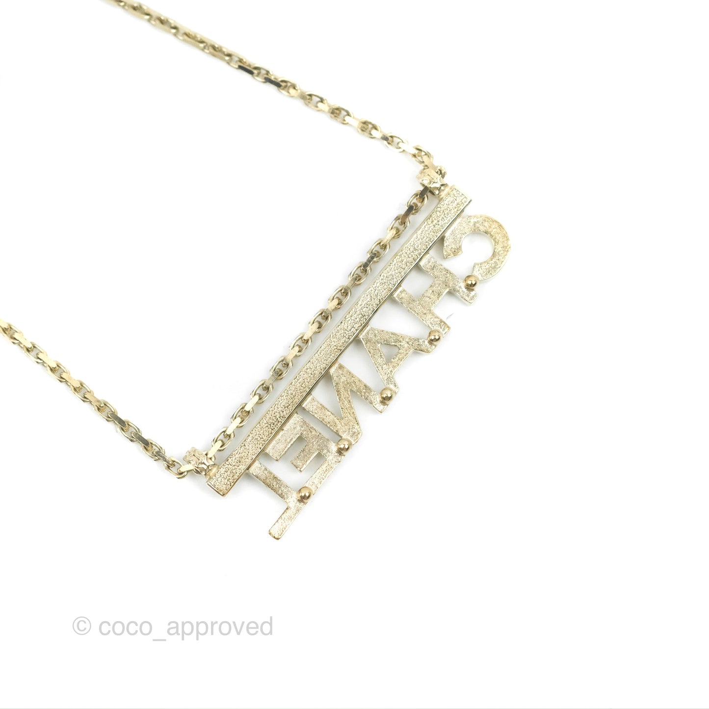 Chanel Crystal CHANEL Logo Necklace Gold Tone 22S