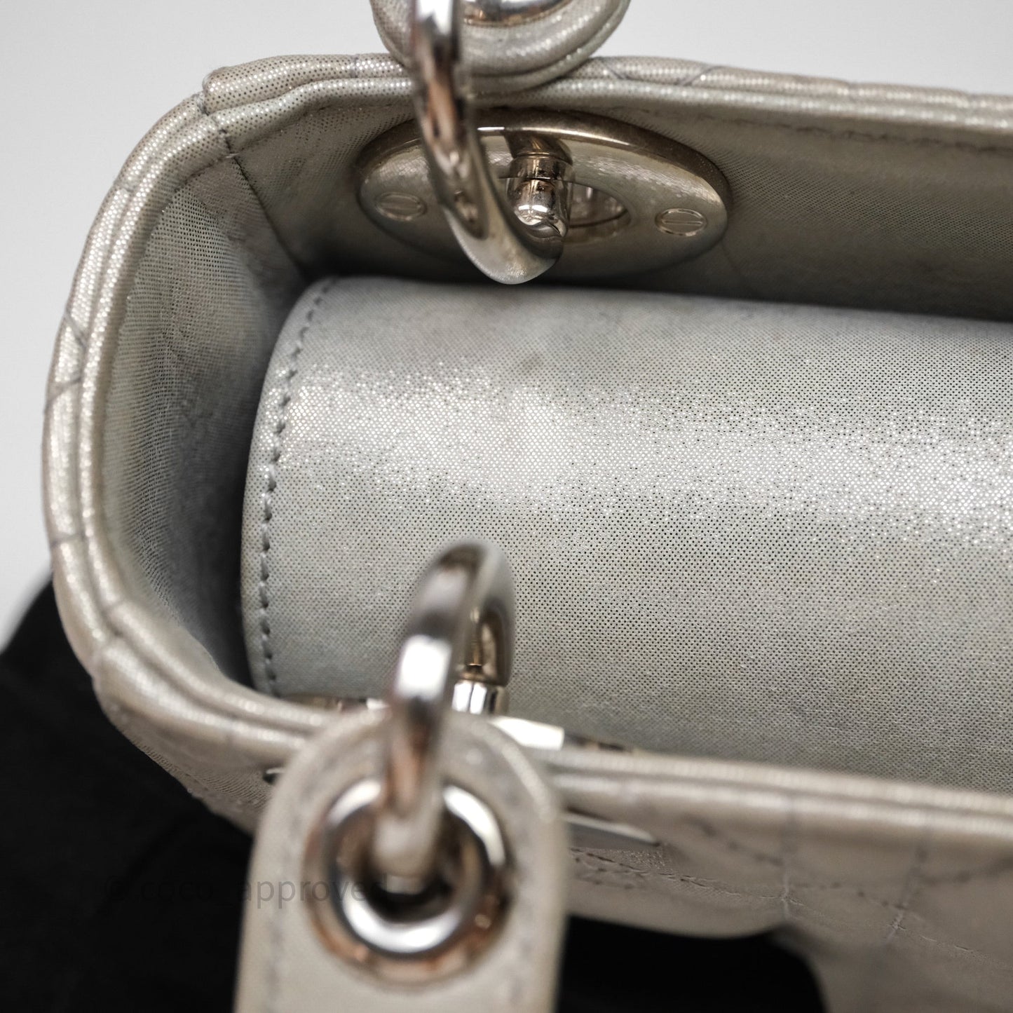 Christian Dior Mini Lady Dior Metallic Silver Nubuck Silver Hardware