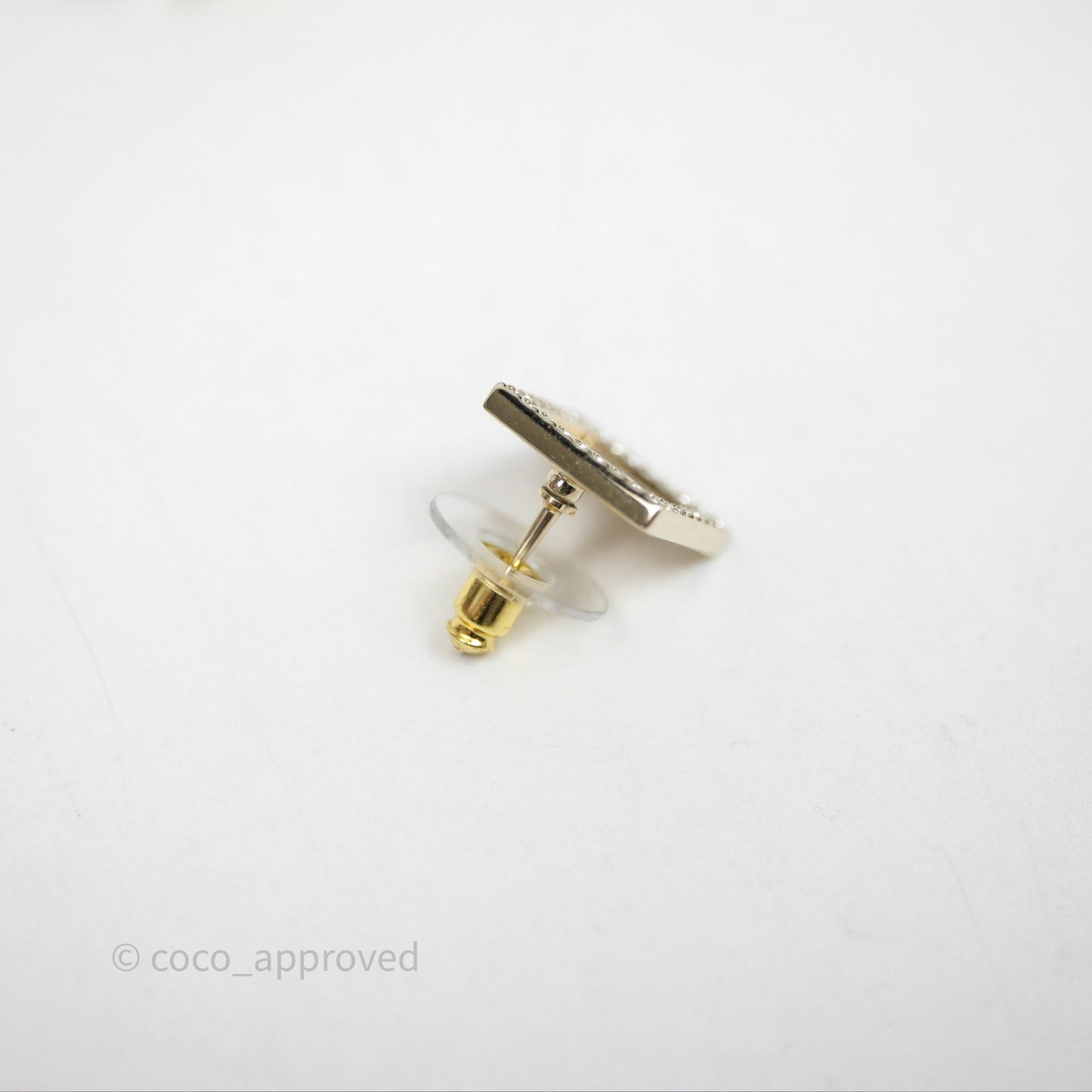Chanel Square Crystal CC Earrings Gold Tone 25P