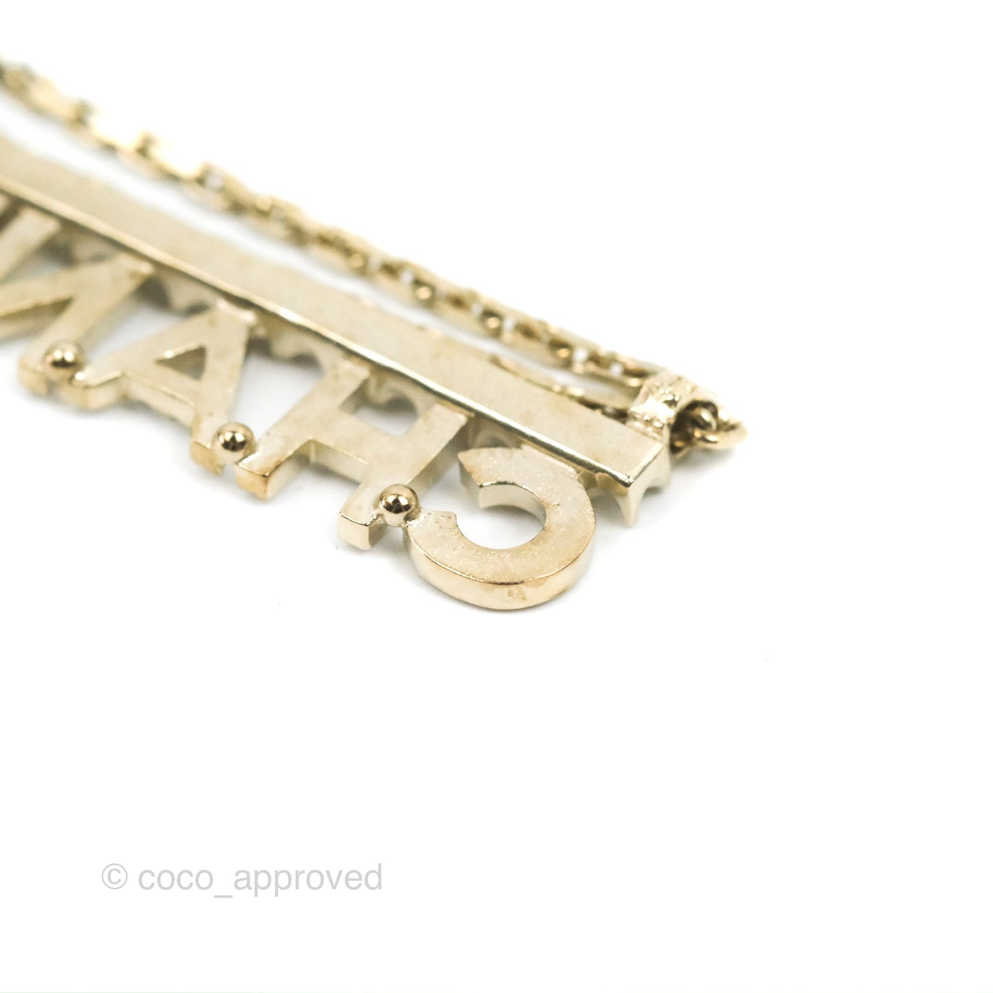 Chanel Crystal CHANEL Logo Necklace Gold Tone 22S