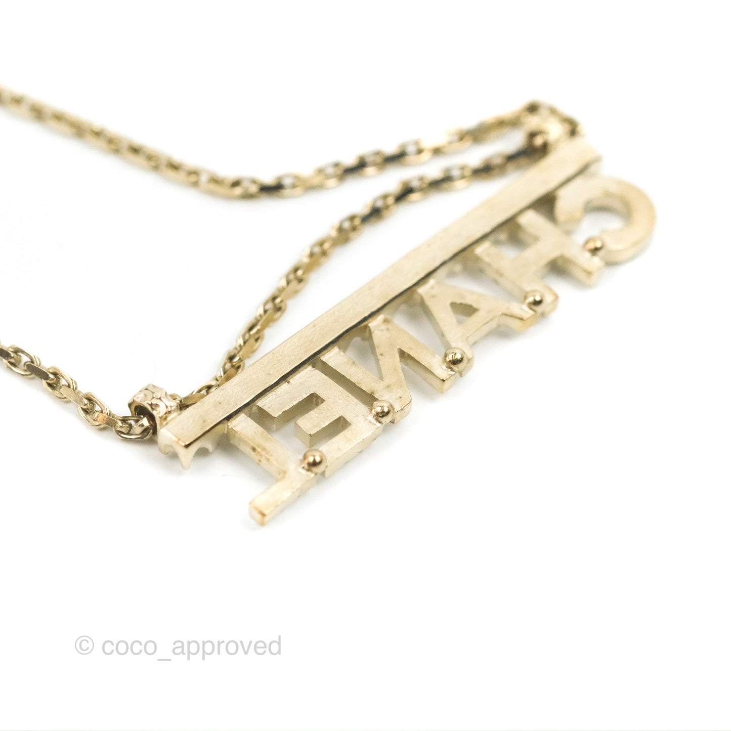 Chanel Crystal CHANEL Logo Necklace Gold Tone 22S