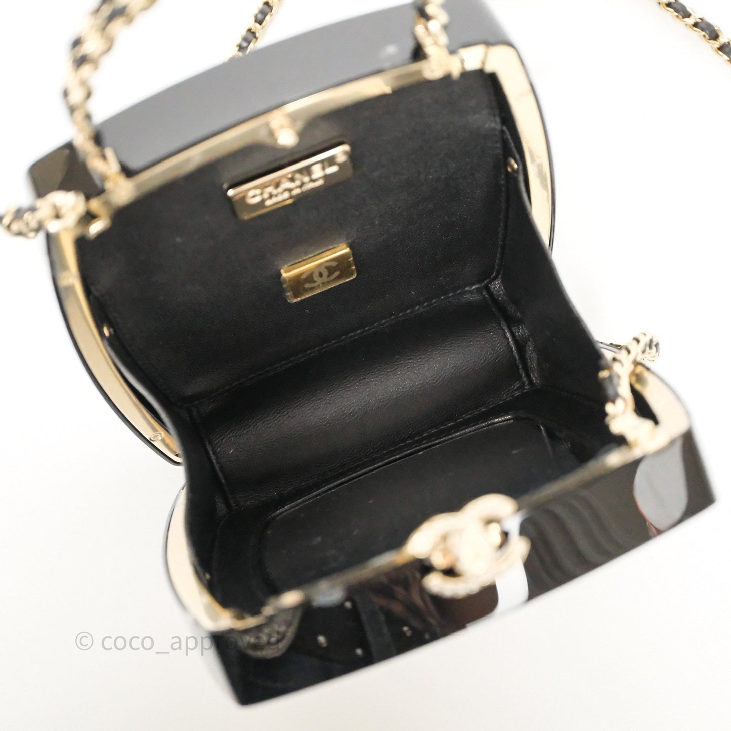 Chanel Makeup Palette Minaudiere Black Plexi Strass Gold Hardware