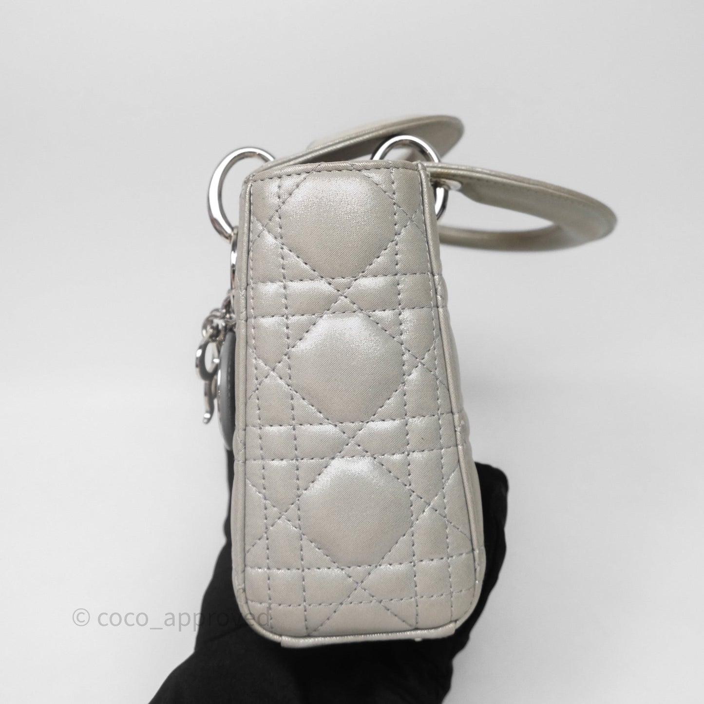 Christian Dior Mini Lady Dior Metallic Silver Nubuck Silver Hardware