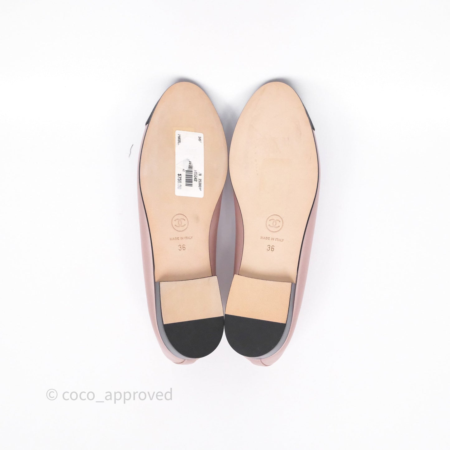Chanel Ballerina Flats Lilac Pink/ Black Size 36