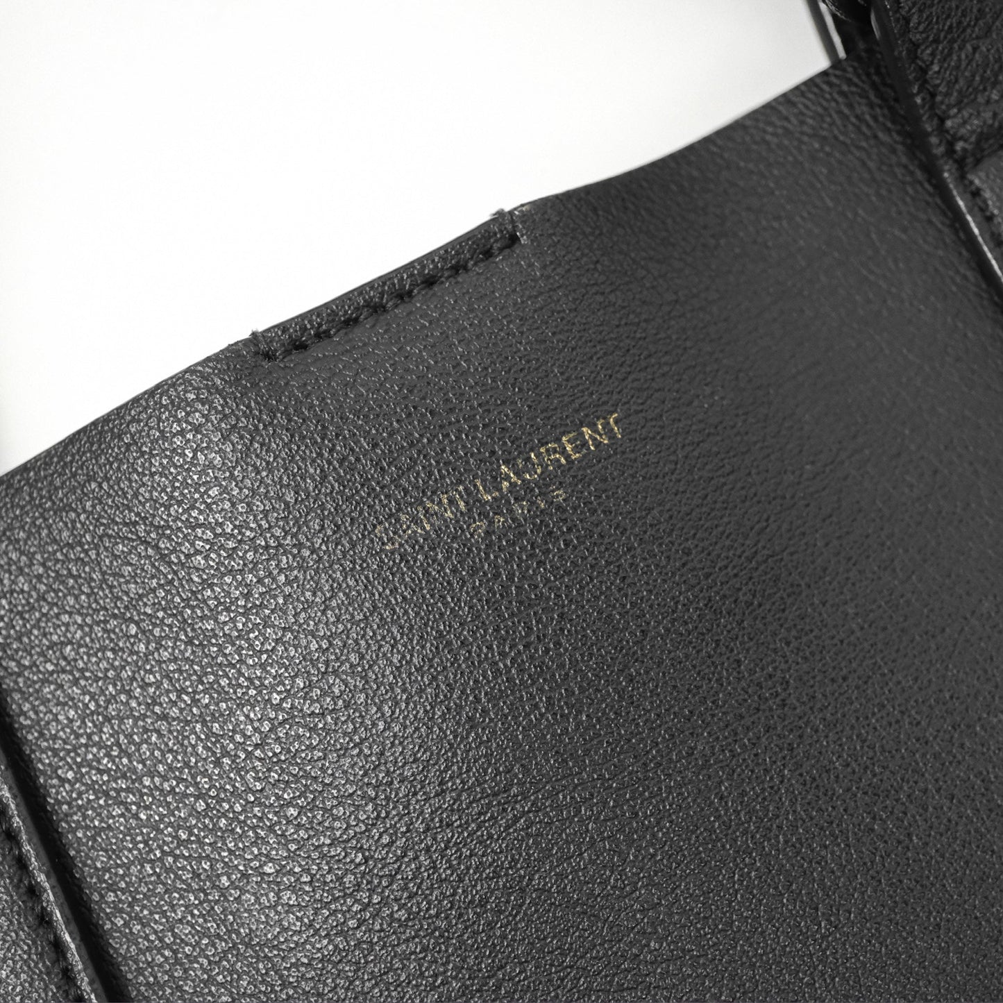 Saint Laurent Calfskin Shopping Tote Bag Black Gold Hardware
