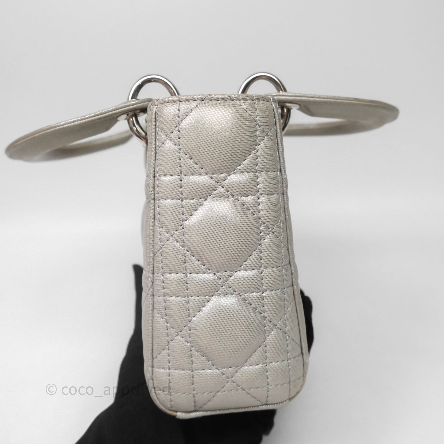 Christian Dior Mini Lady Dior Metallic Silver Nubuck Silver Hardware