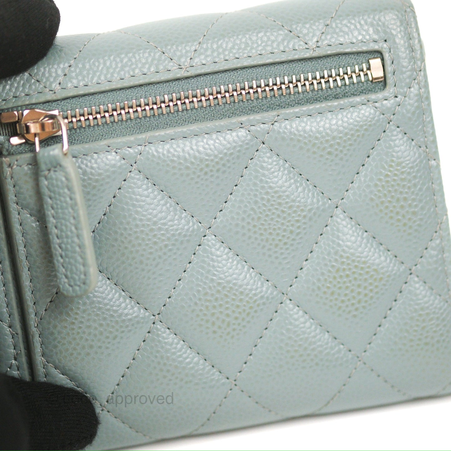 Chanel Classic Short Flap Wallet Tiffany Green Caviar Silver Hardware
