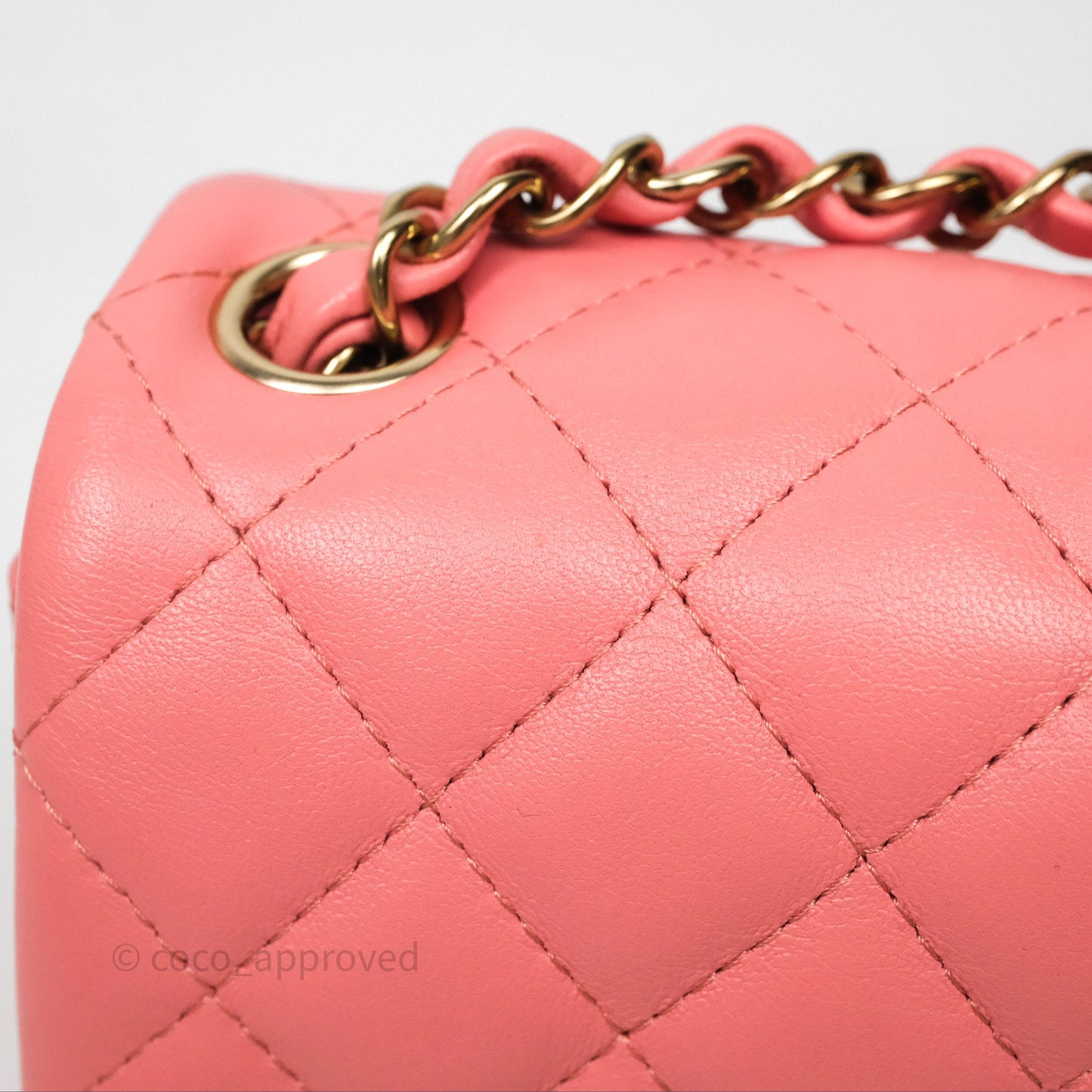 Chanel Mini Square Flap Quilted Pink Lambskin Gold Hardware